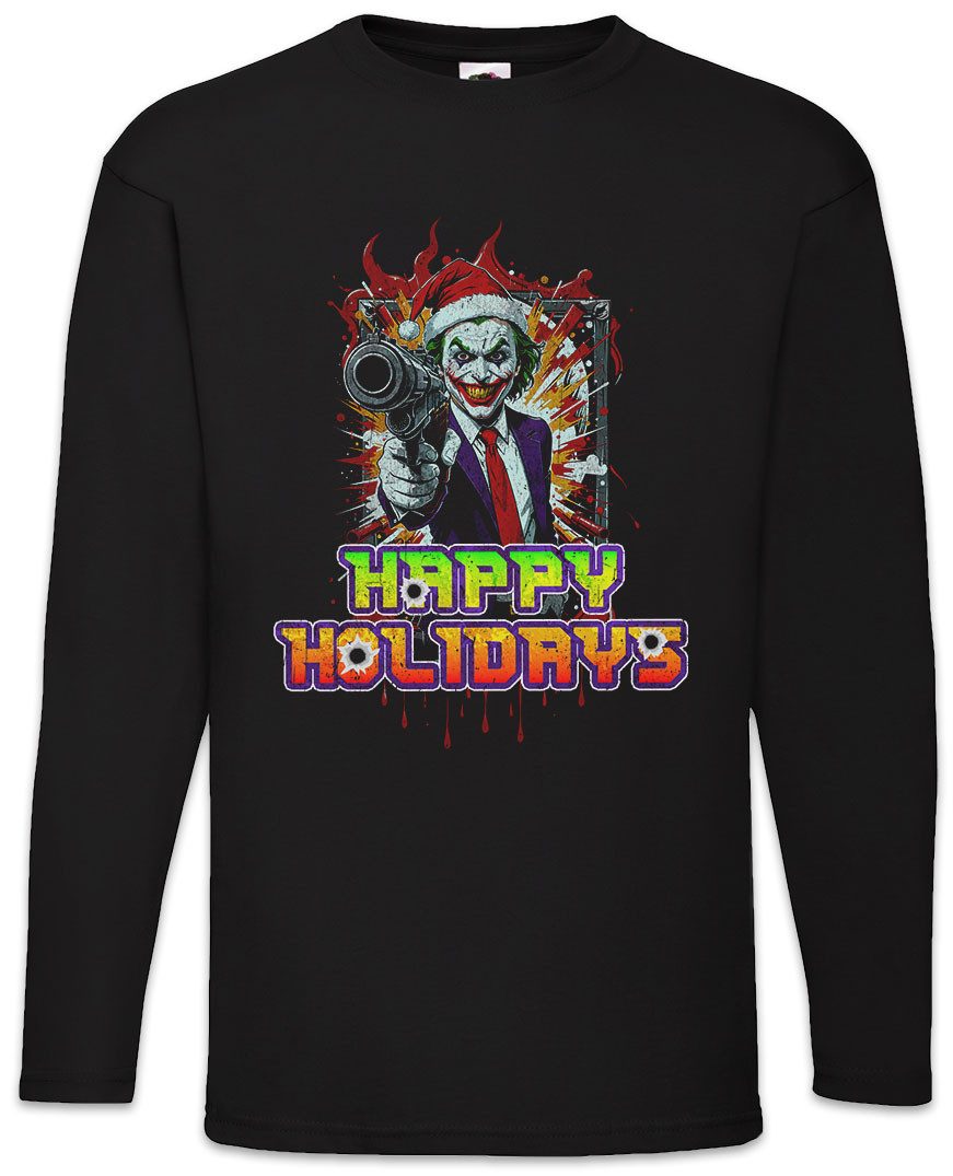 Langarmshirt Happy Holidays Joker Gun Langarm T-Shirt Merry Santa X-Mas Claus