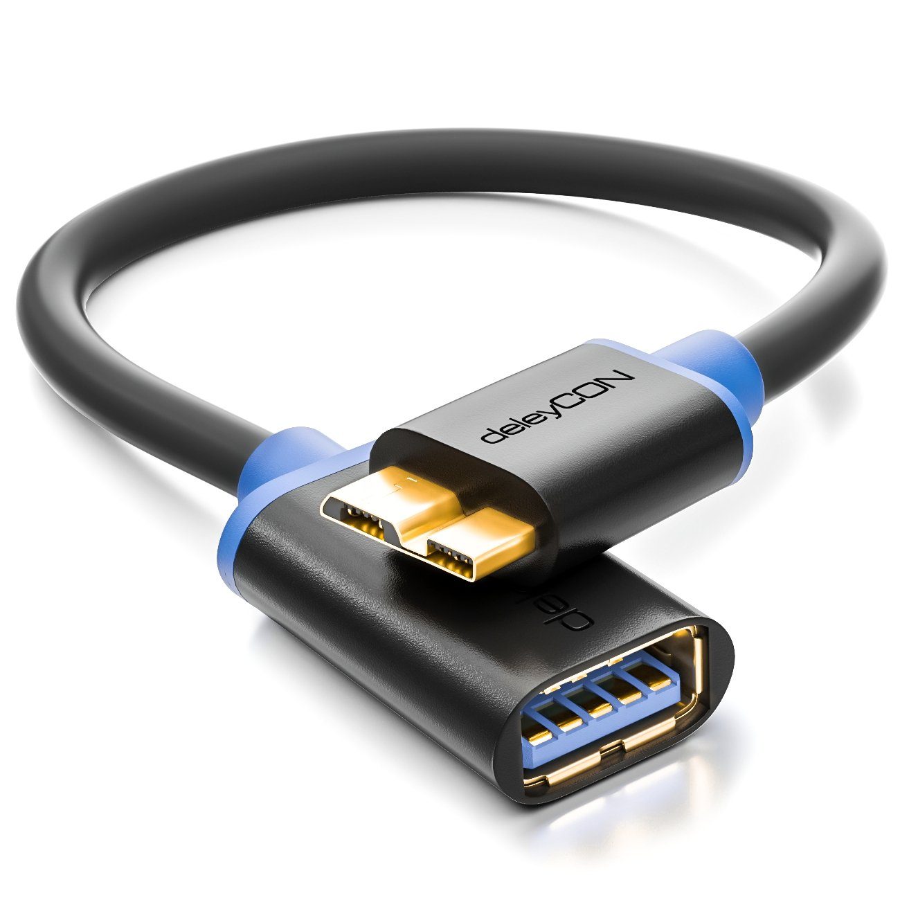 deleyCON deleyCON 0,2m USB 3.0 OTG Adapter für Handy/Smartphone/Tablet - Micro USB-Kabel