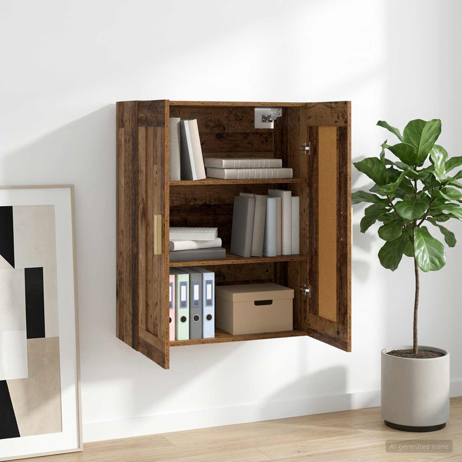 vidaXL Regal Wandschrank Wandhalterung Altholz 69,5 x 34 x 90 cm, 1-tlg.