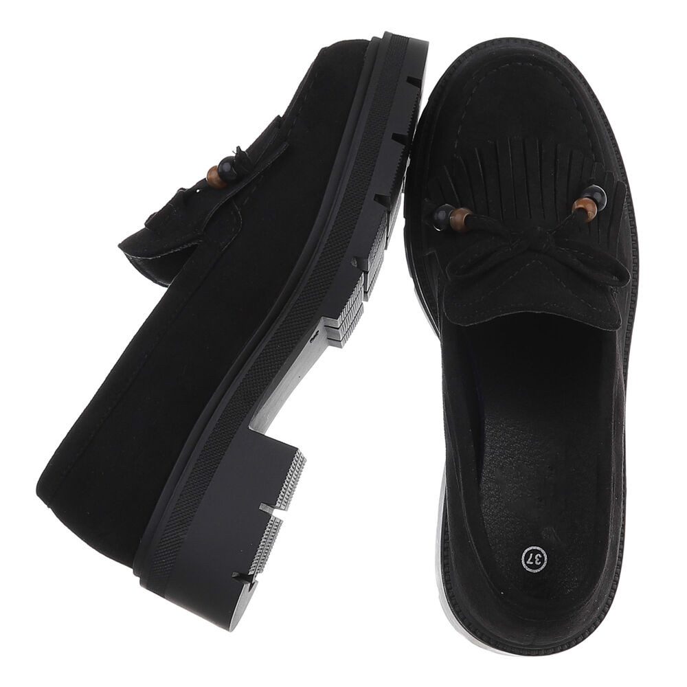 Ital-Design Elegante Damen Mokassin mit Fransen und Details Slipper (911545 günstig online kaufen