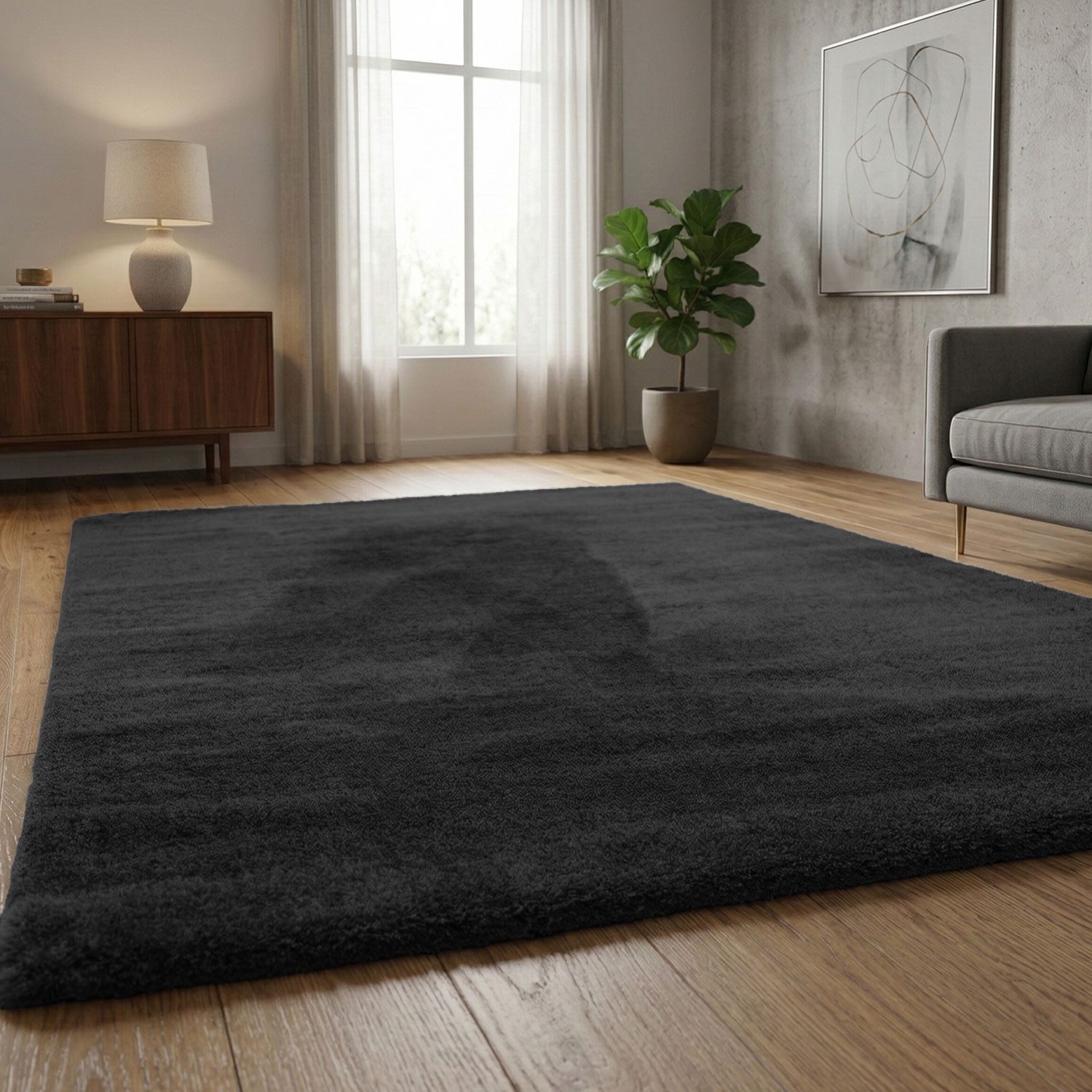Vimoda Fellteppich Mikrofaser Ultra Weich, Teppich Wohnzimmer in moderne Farben, Rechteckig, Höhe: 18 mm, Teppich Hochflor Mikrofiber Läüfer Shaggy Flauschiger
