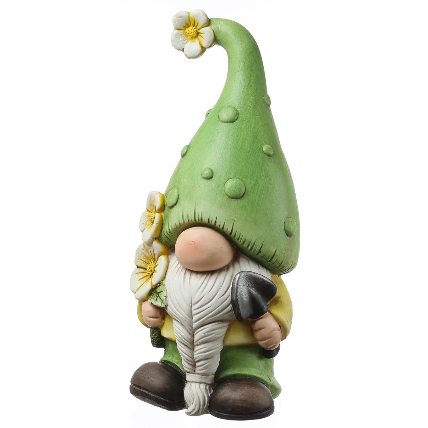 MARELIDA Gartenzwerg DAVID Zwerg mit Spaten und Blumen Polyresin Gartenfigu günstig online kaufen