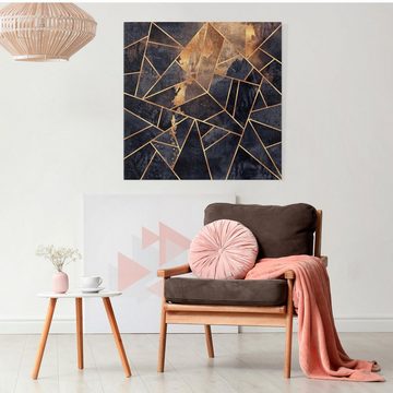 Bilderdepot24 Leinwandbild Kunstdruck Abstrakt Geometrie Onyx Gold schwarz Bild auf Leinwand XXL, Bild auf Leinwand; Leinwanddruck in vielen Größen