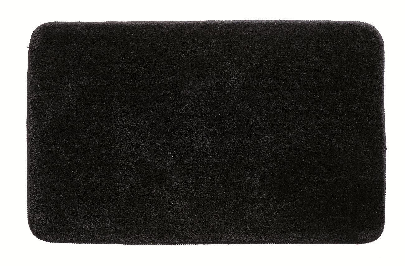 spirella Badematte ROSARIO, rechteckig, Höhe: 12 mm, Badteppich Velours, 100% Polyester Microfaser, Anti-Rutsch Beschichtung, für Fussbodenheizung geeignet, waschbar 30°, schnelltrocknend, 50 x 80 cm, schwarz