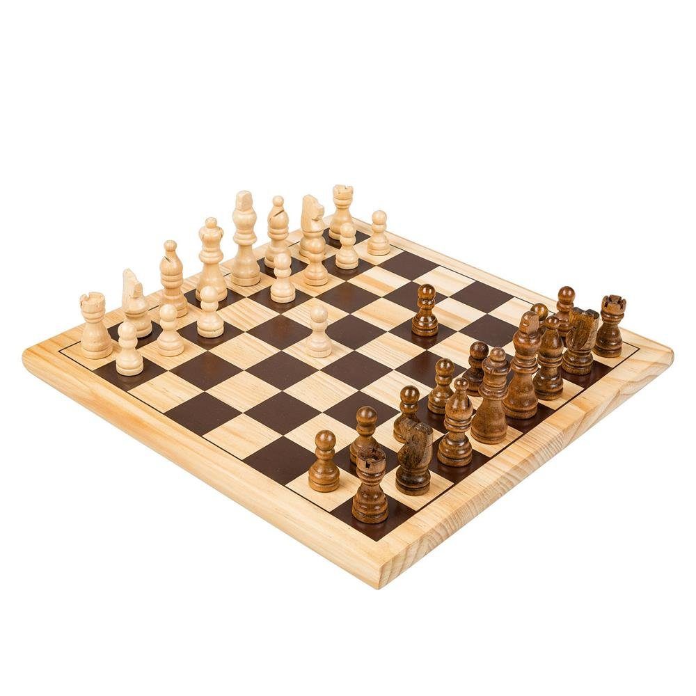 Idena Spiel 2in1 Spielbrett Schach & Dame, Brettspiel, Spieleklassiker aus Holz