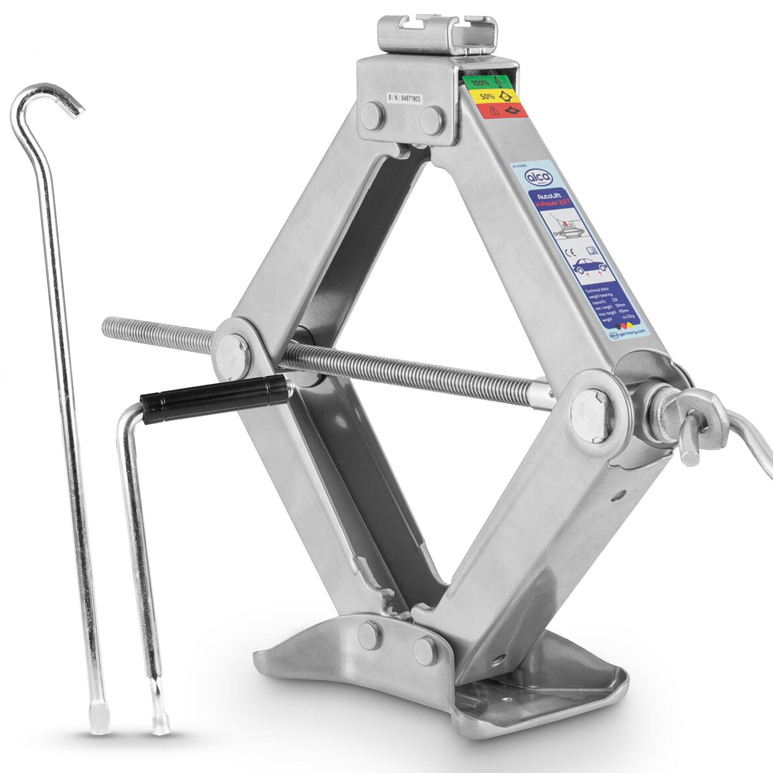 alca Wagenheber Scherenwagenheber 2t für SUV & Van, drehbarer Sattel, 115–415mm, max. Hubhöhe: 41.5 cm, 1-tlg., Solo