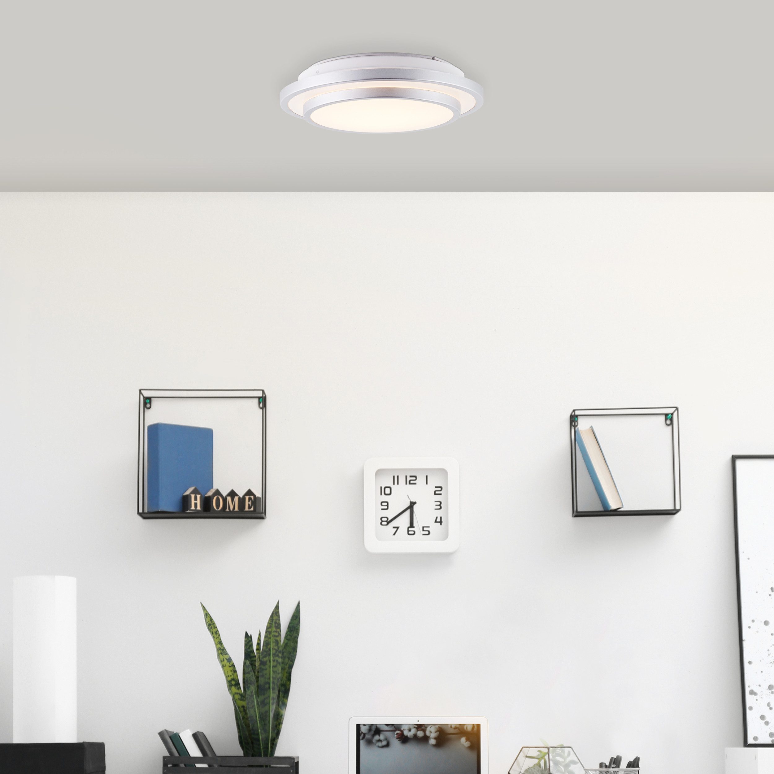 Lightbox Deckenleuchte, LED fest integriert, Warmweiß, LED Wand- und Deckenlampe, Ø 28 cm, 1200 lm, 3000 K, Metall/Kunststoff