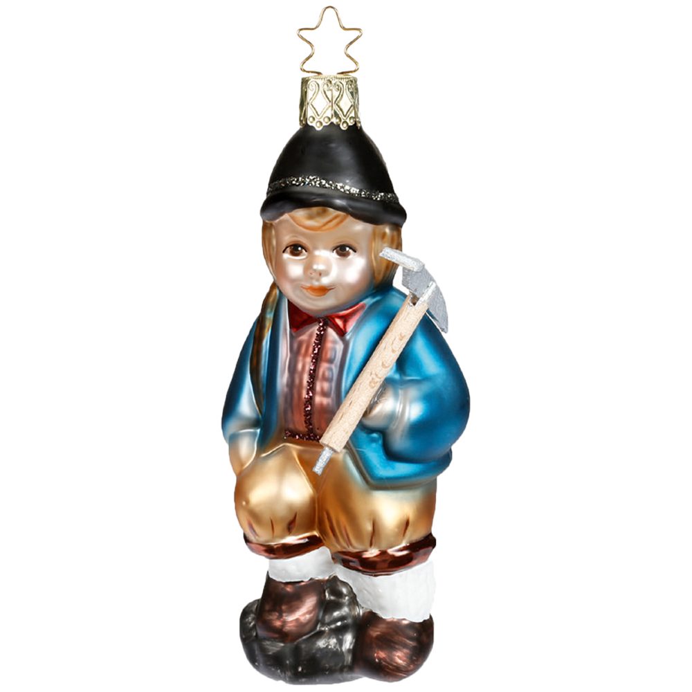 INGE-GLAS® Christbaumschmuck Wandersjunge Auf zum Gipfel (1-tlg), mundgeblasen, handbemalt