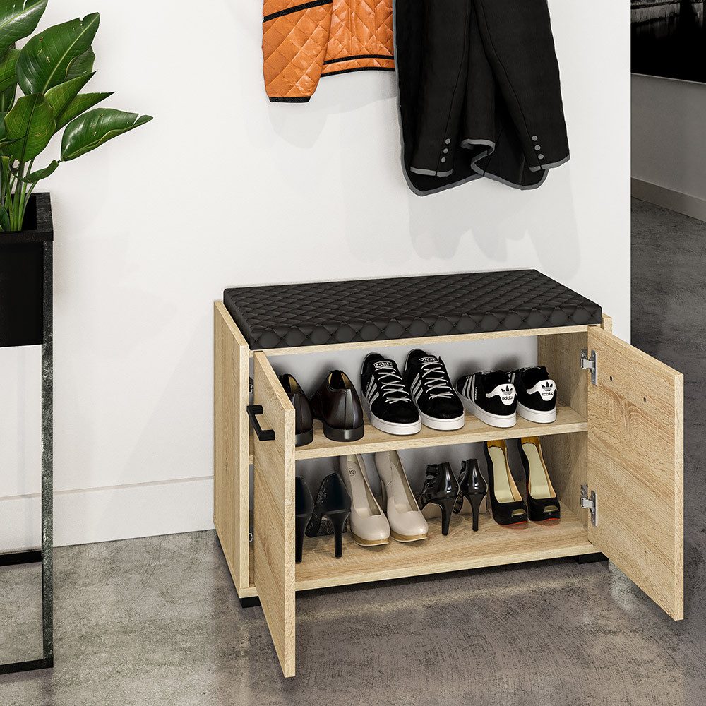 Lomadox Schuhbank CHEB-131, Eiche hell Schuhschrank günstig online kaufen