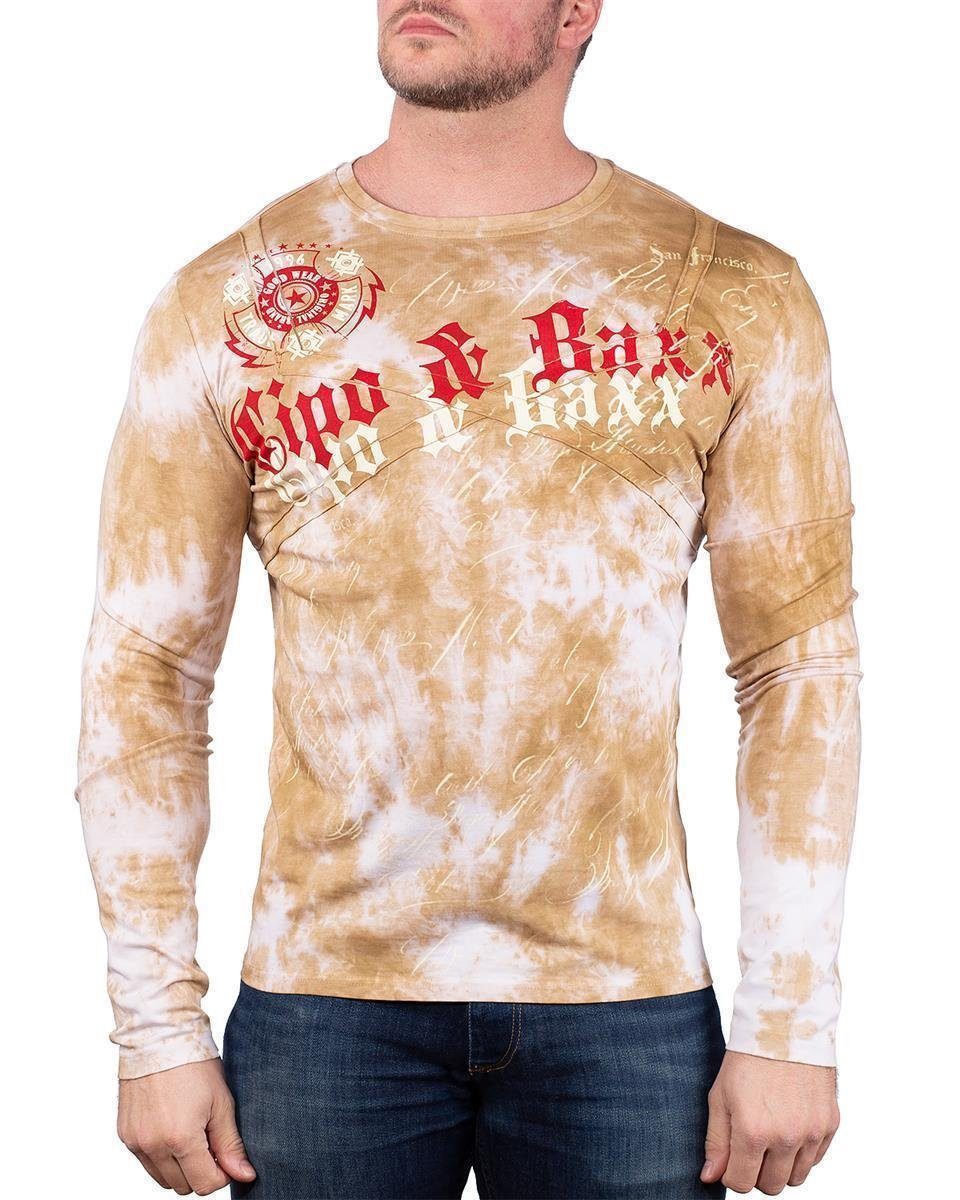 Baxx Markenschriftzug & auf Cipo Brust Herren der gelb Longsleeve Sweatshirt (1-tlg) BA-CL489