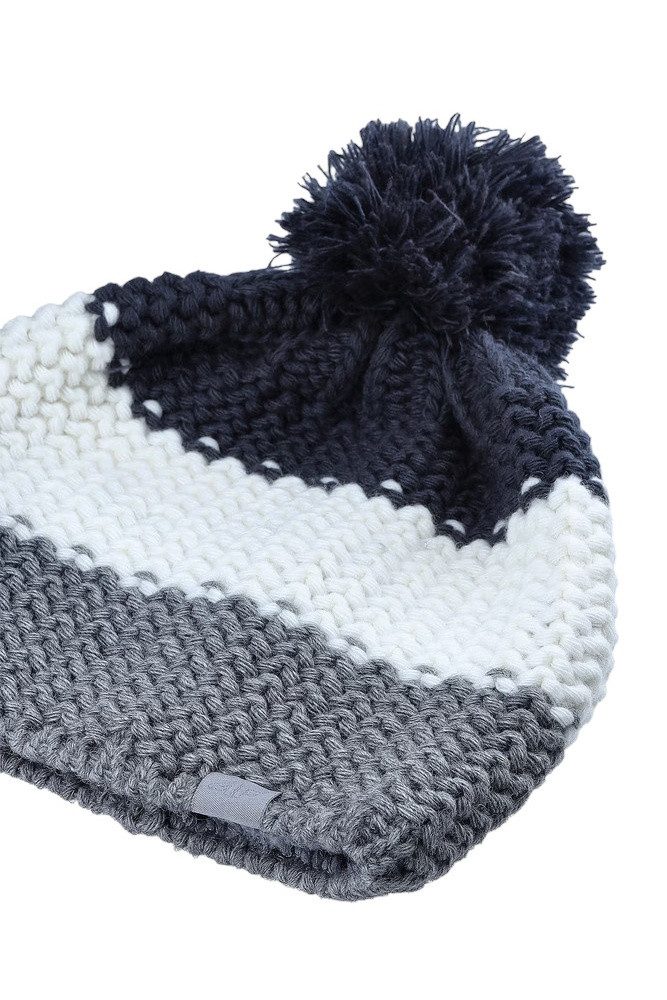 4F Bommelmütze Wintermütze (Bommel) M461 Cap - grau/weiss/dunkelblau
