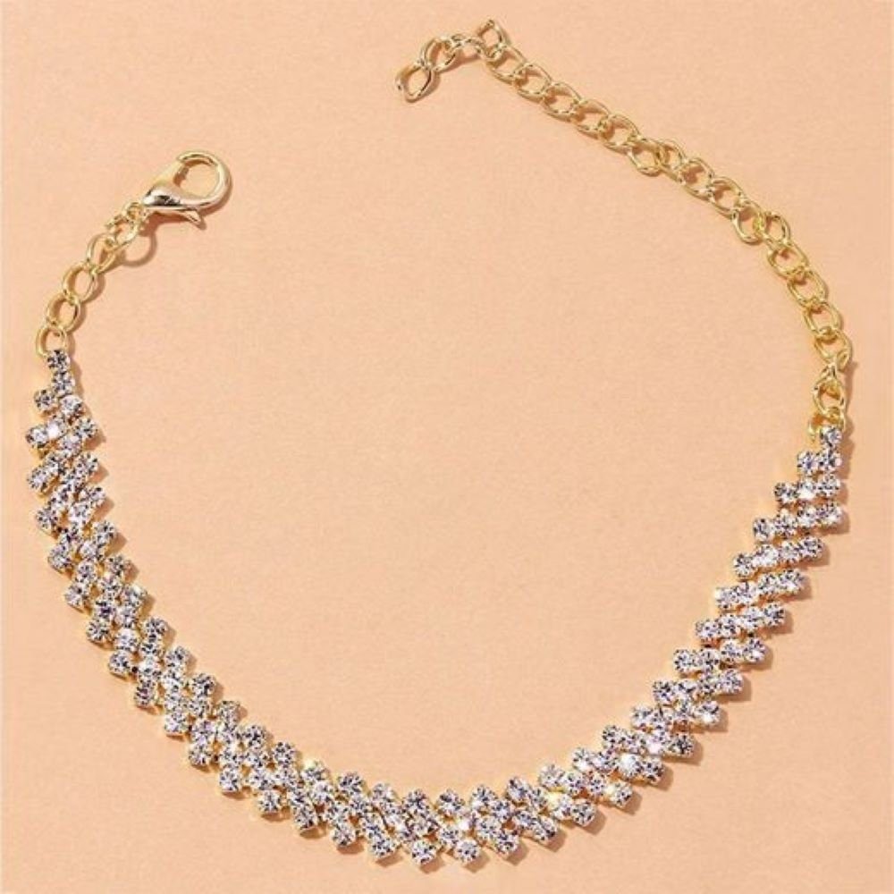 Diamant Fußkette Gold modisch Fußkettche, verstellbare Größe,Vintage-Perlenkette, POCHUMIDUU
