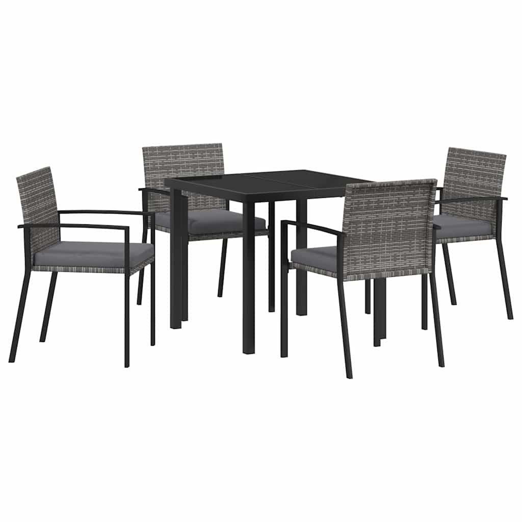 vidaXL Gartenlounge-Set Garten Essgruppe 5 pcs Grau Pulverbeschichteter Stahl, (5-tlg)