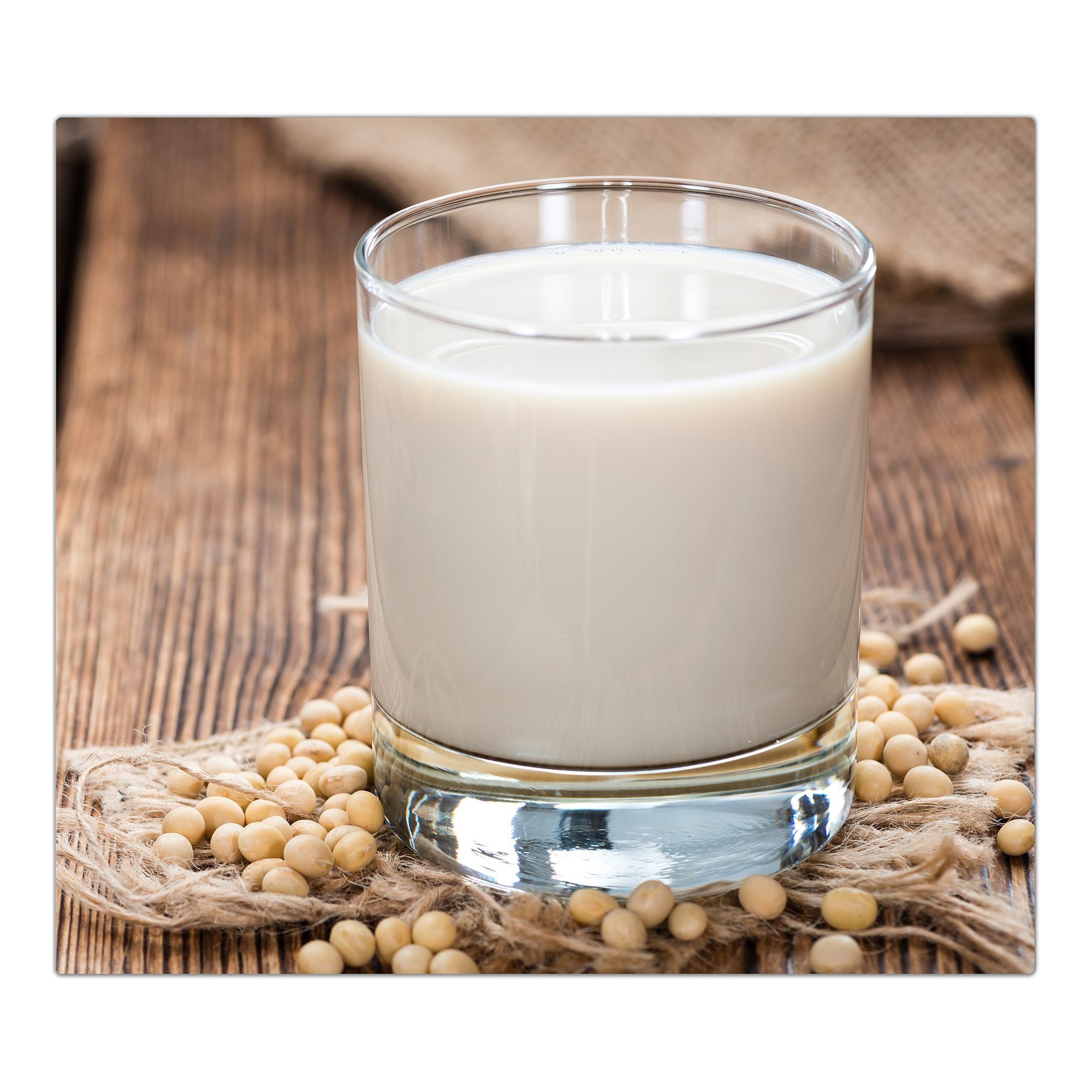 Primedeco Herd-Abdeckplatte Milch aus Spritzschutz Herdabdeckplatte und (1 Glas Samen, tlg) Glas