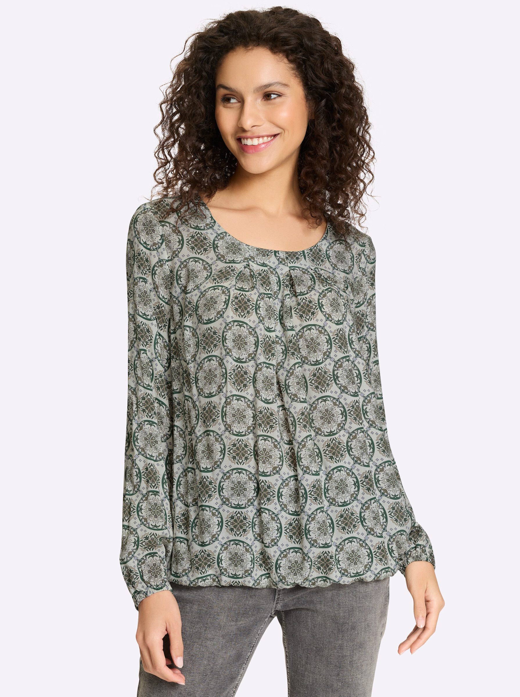 heine Klassische Bluse Druck-Bluse Langarm