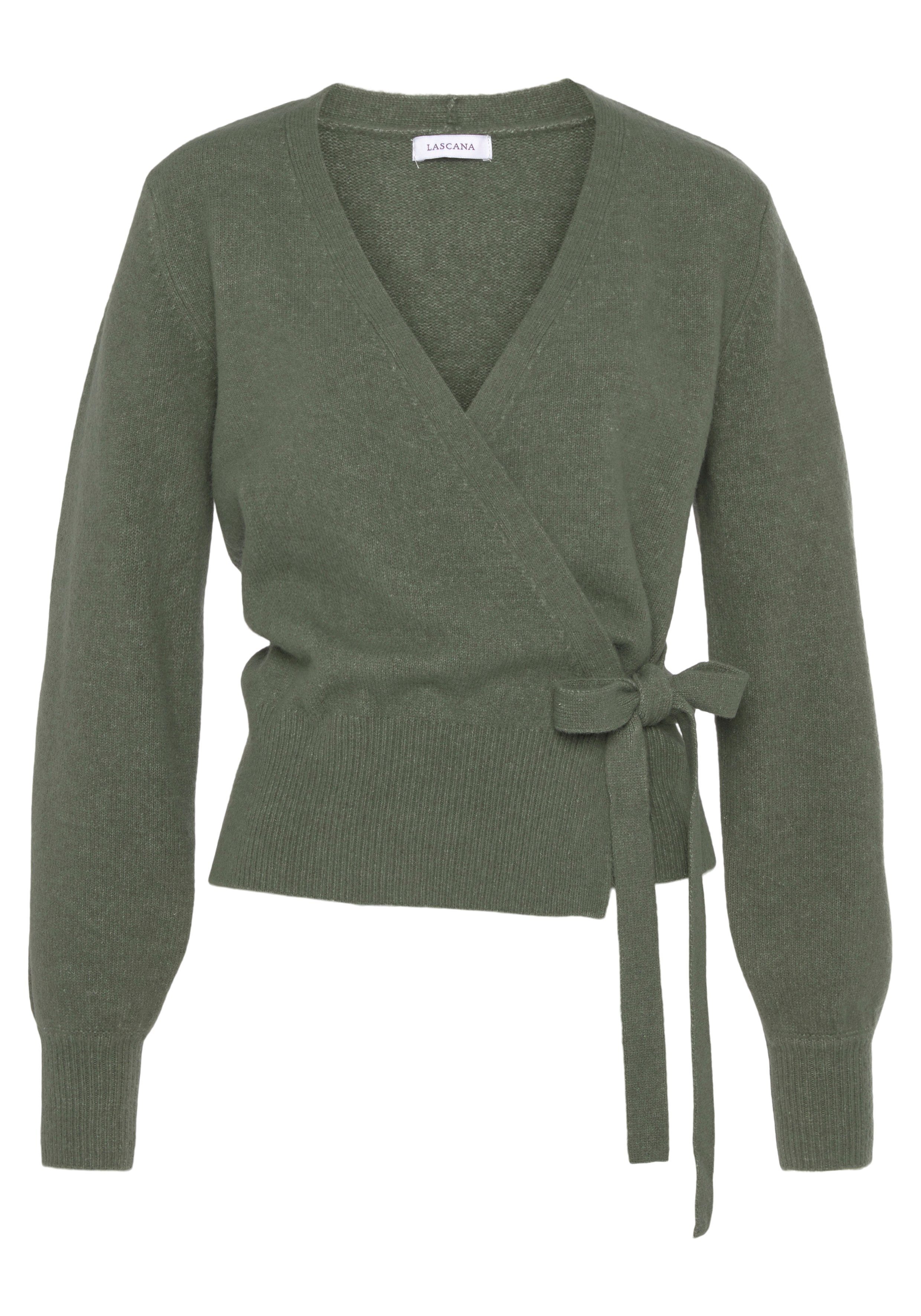 LASCANA Wickelstrickjacke mit breitem Rippbündchen, Loungewear. € 49,99