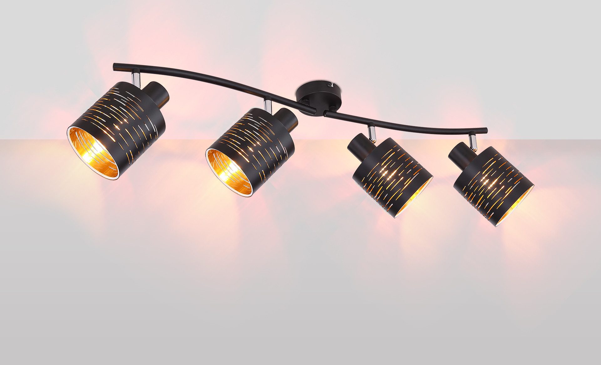 GLOBO LIGHTING Deckenstrahler TUNNO, ohne Leuchtmittel, Deckenlampe/Strahler/goldfarben/Wohnzimmer/Flur/ø: 400mm