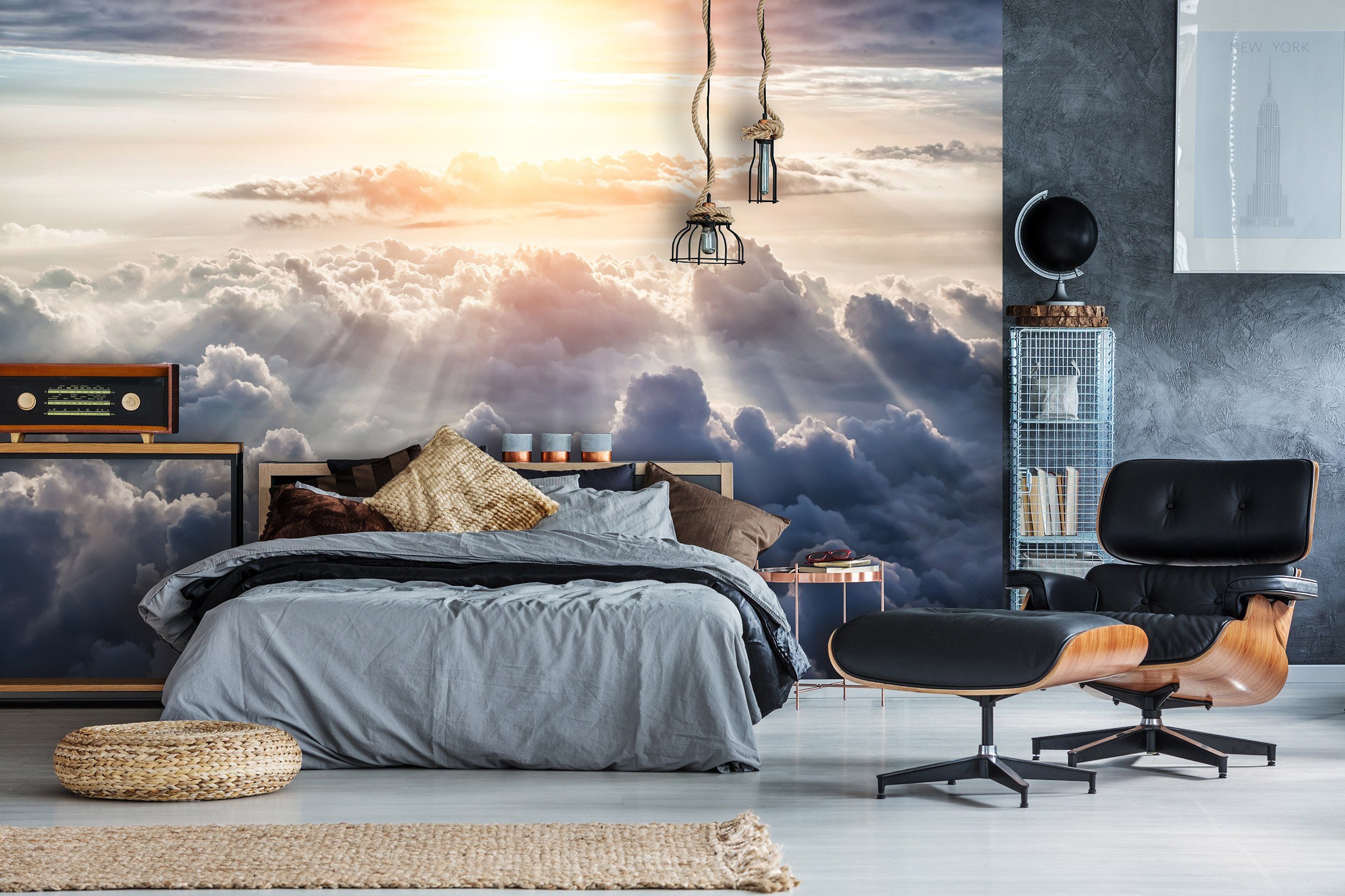 Fototapete EFFEKT Himmel oder Motivtapete, Sonne Wandtapete 3D-Optik, Natur Vliestapete Decke Wolken Wohnzimmer inklusive Schlafzimmer Vlies Vliestapete Glatt, Tapete Wallarena für 3D Kleister