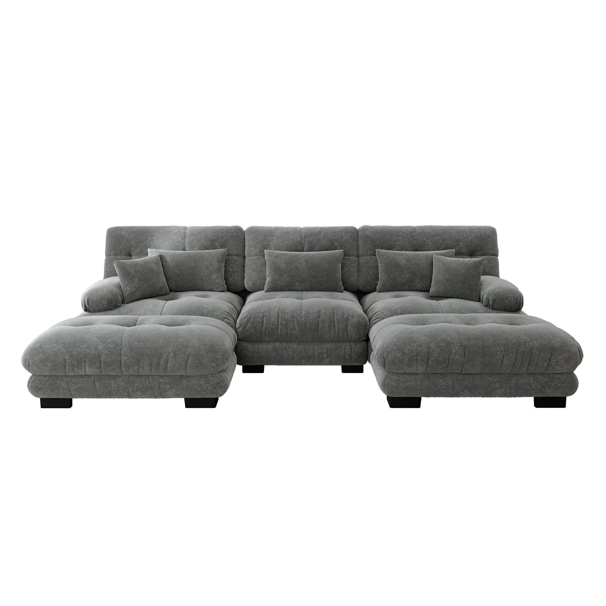 Odikalo 2-Sitzer Schlafsofa Polstersofa Ecksofa, Luxuriöses Modulares Ecksofa - Übergroßes U-förmiges Cloud Couch für Wohnzimmer, Tiefensitz Verwandelbares Schlafsofa mit Ottoman, Chenille