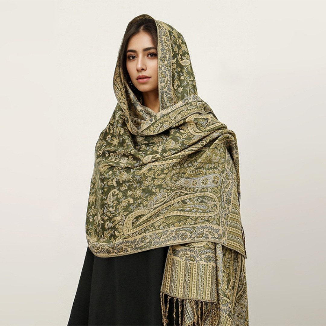 nsihing Modeschal Warmer Schal für Damen, Weiches Tuch in Kaschmir-Optik, Lange, große warme Stola mit Quasten für Herbst und Winter – Bild 3 von 5