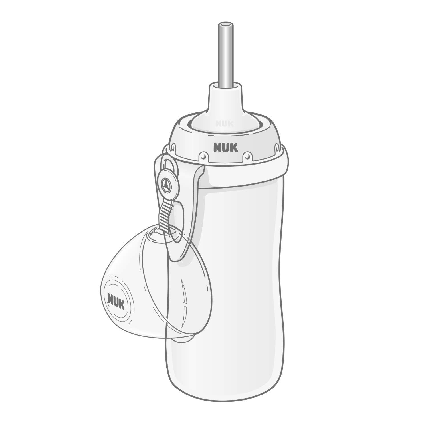 300ml, Trinkhalm, NUK (grün) Flexi Cup mit Babyflasche Bagger NUK Trinklernflasche