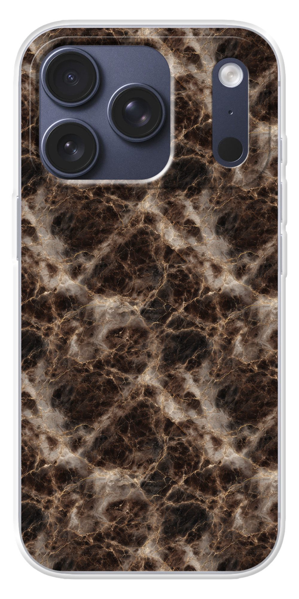 MuchoWow Handyhülle für Apple iPhone 17 Pro Braun - Gold - Marmor, Smartphone-Bumper, Print, Handy Schutzhülle Dünn