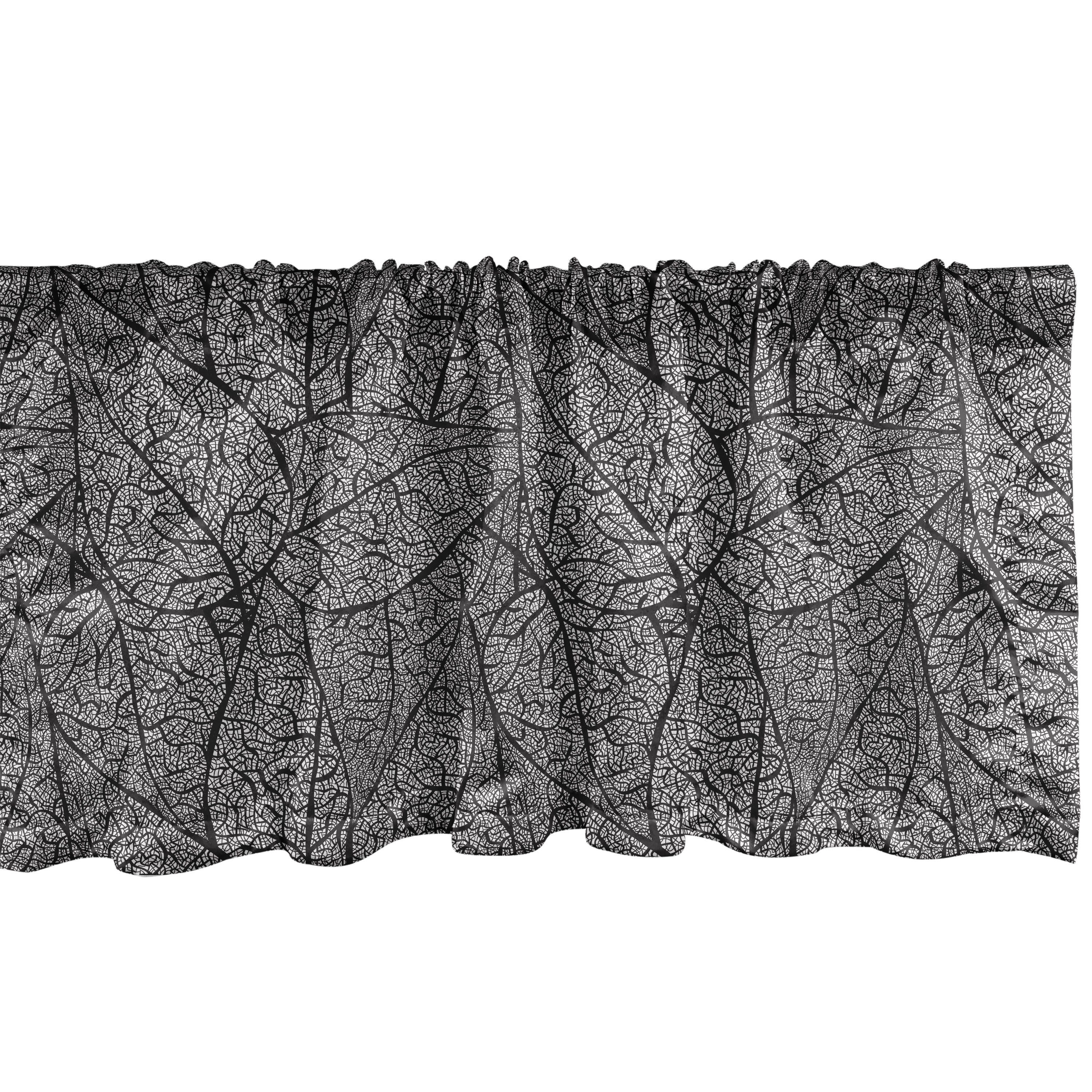 Scheibengardine Vorhang Volant für Küche Aufwändige Stangentasche, Dekor Abstrakt mit Abakuhaus, Schlafzimmer Blätter Flora Microfaser