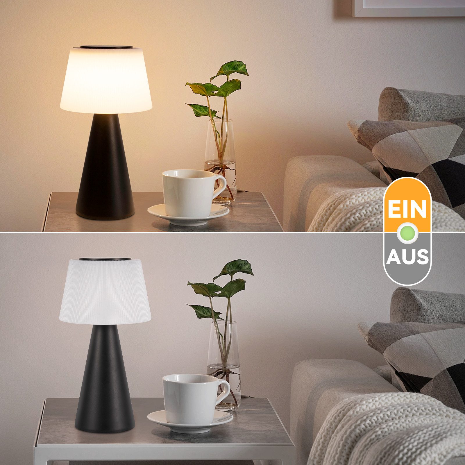 ZMH LED Tischleuchte Kabellos 3600mhA Dimmbar Tischlampe Modern Wohnzimmer günstig online kaufen