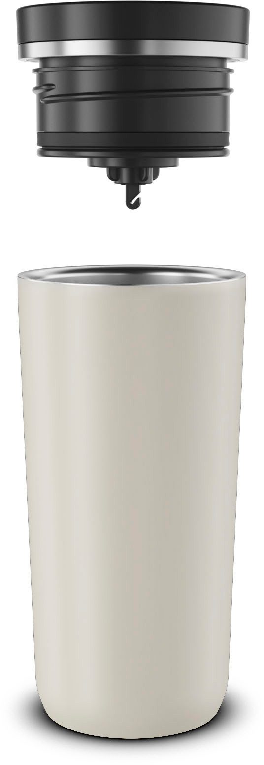 Alfi Thermobecher ISO COFFEE MUG PRO, absolut dicht, spülmaschinenfest, 1-tlg., Edelstahl, Kunststoff, Silikon, 0,38l, 6h heiß & 12h kalt, mit Druckknopf & Teebeutel-Aufhänger