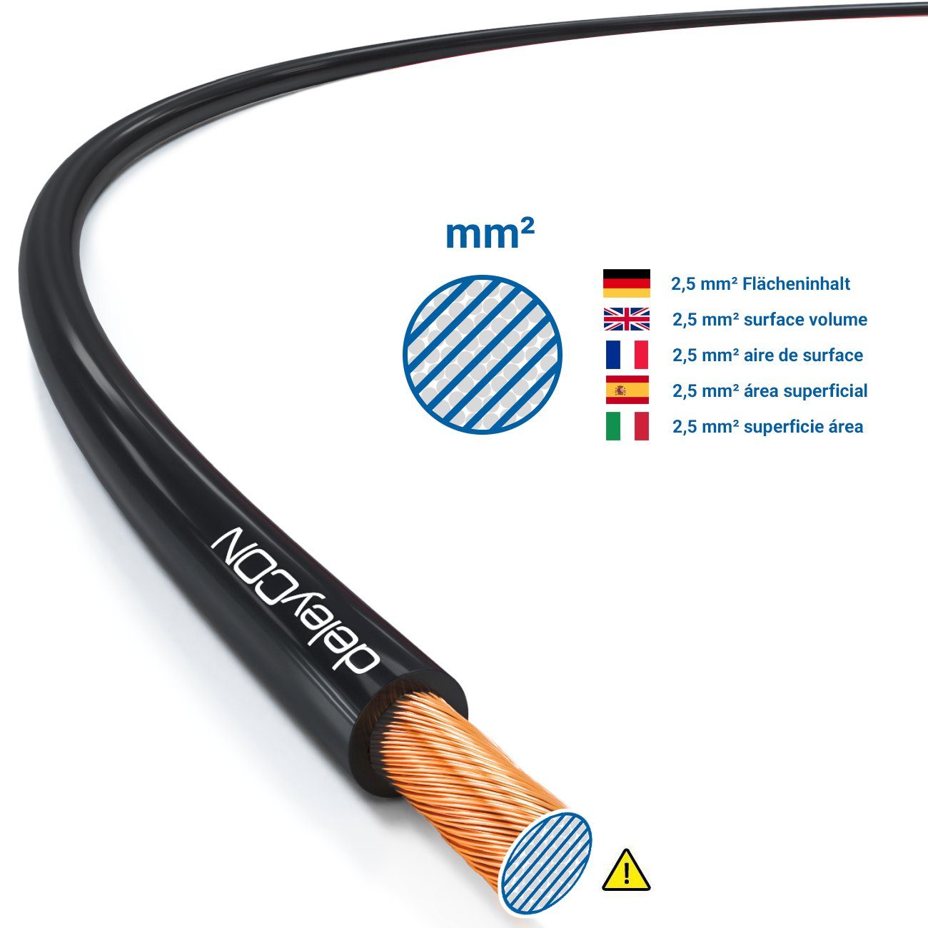 deleyCON deleyCON 10m Lautsprecherkabel 2x 2,5mm² CCA 2x50x0,25mm Litze - Rot Audio-Kabel