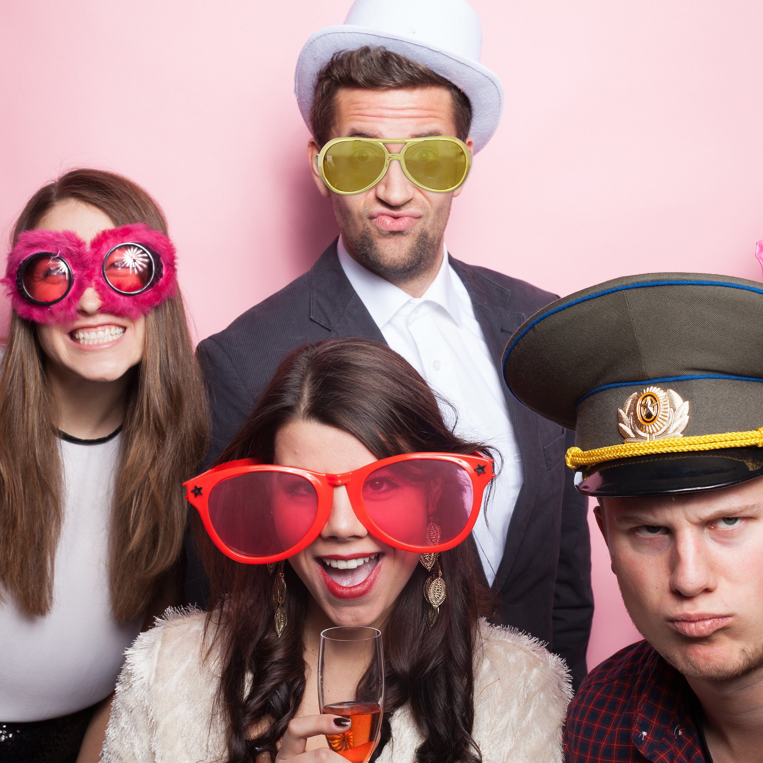 relaxdays Partyanzug Rapper Brille Gold