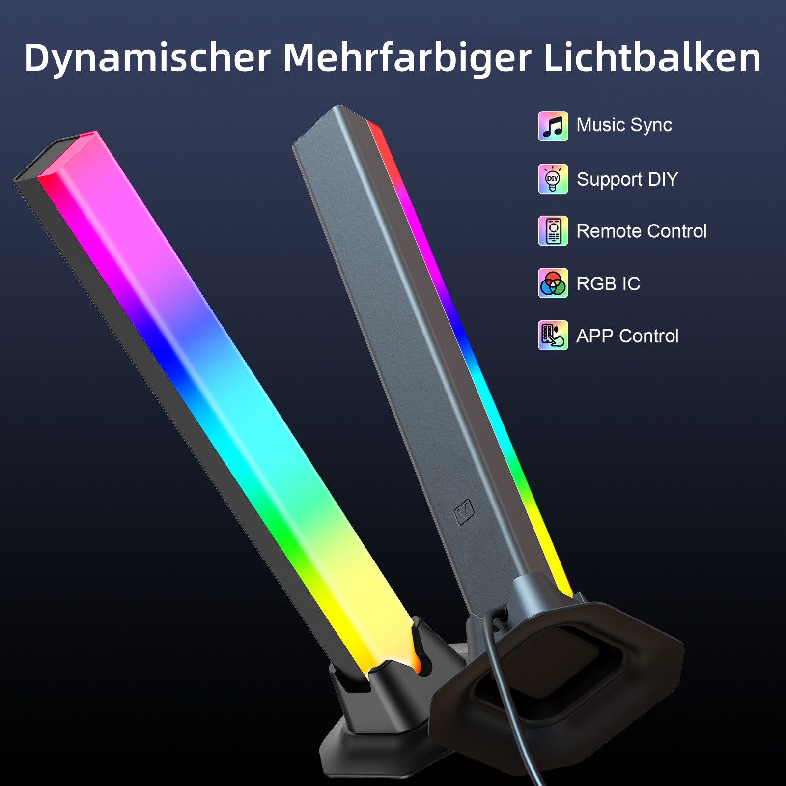 Novostella LED Stripe RGB LED Lightbar Gaming Lampe Ambiente Licht Bar APP-Steuerung 2 Stück, Fernbedienung, App-Steuerung, Musiksynchronisierung, RGB-Lichtsäul – Bild 4 von 5