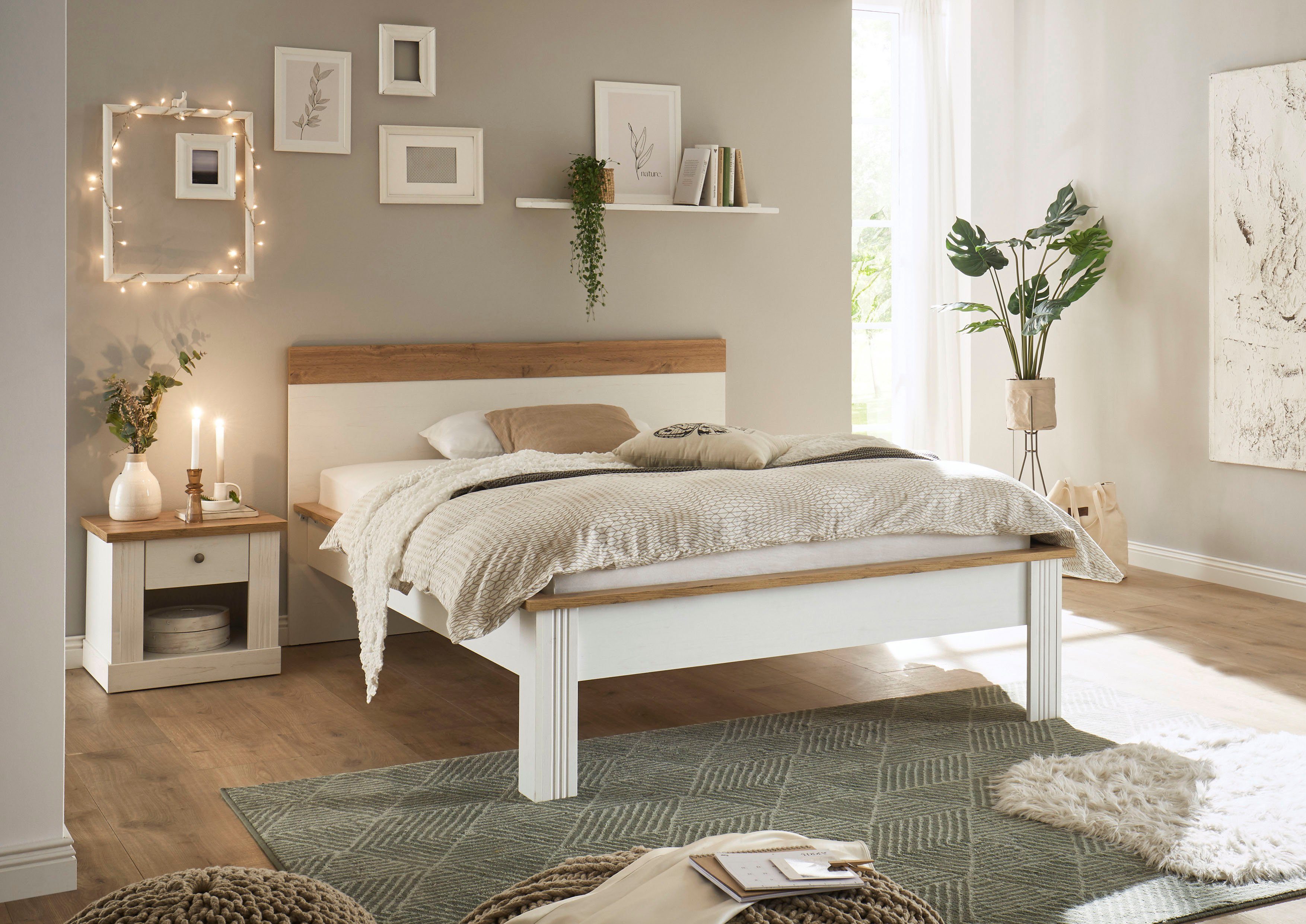 OTTO home Schlafzimmer-Set Westminster, Bett Breite Liegefläche 90 oder 140cm und 1 Nachtkommode
