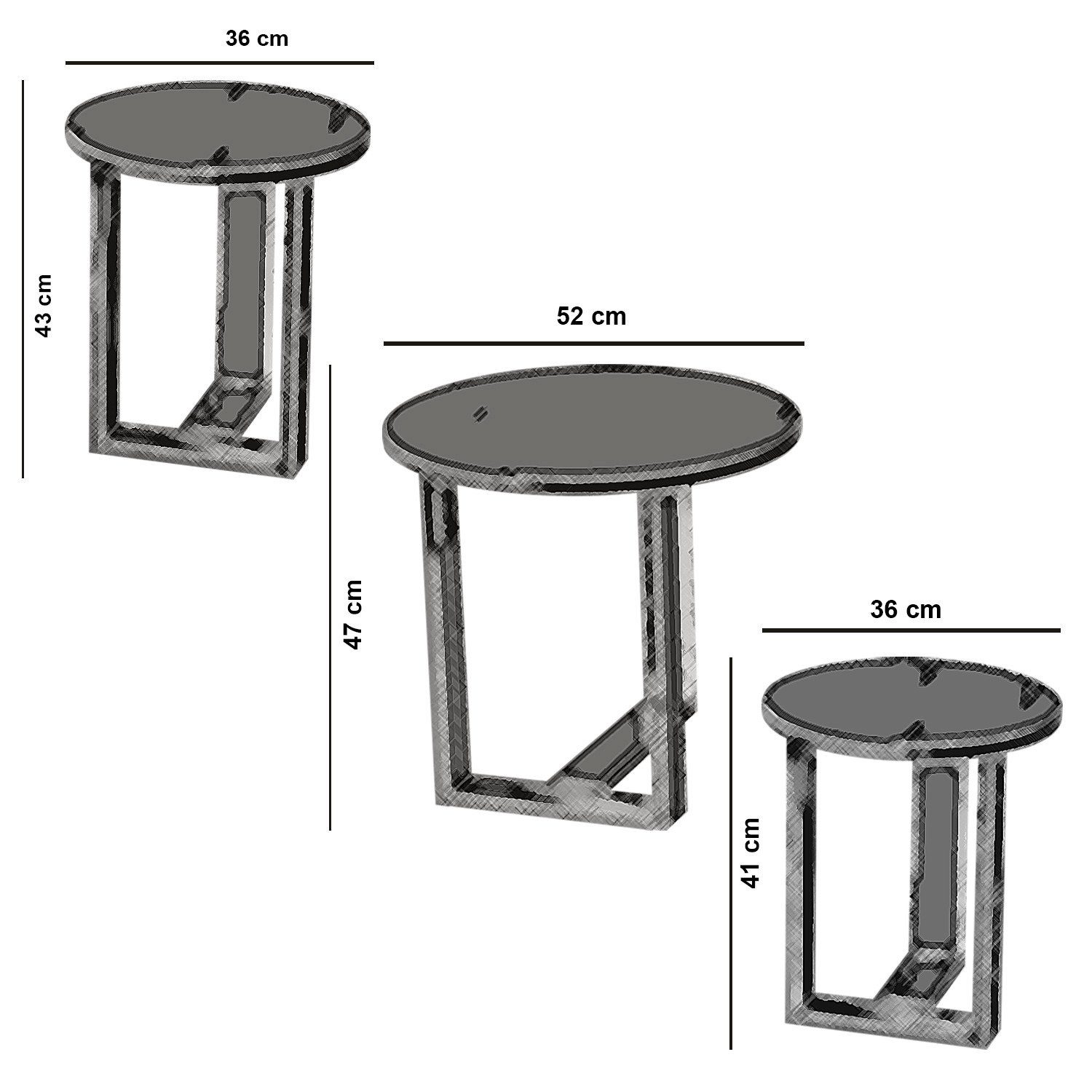 Skye Decor Couchtisch 100% MELAMINE COATED PARTICLE BOARD, 47 cm x 52 cm x 52 cm Y2926 (3-St)