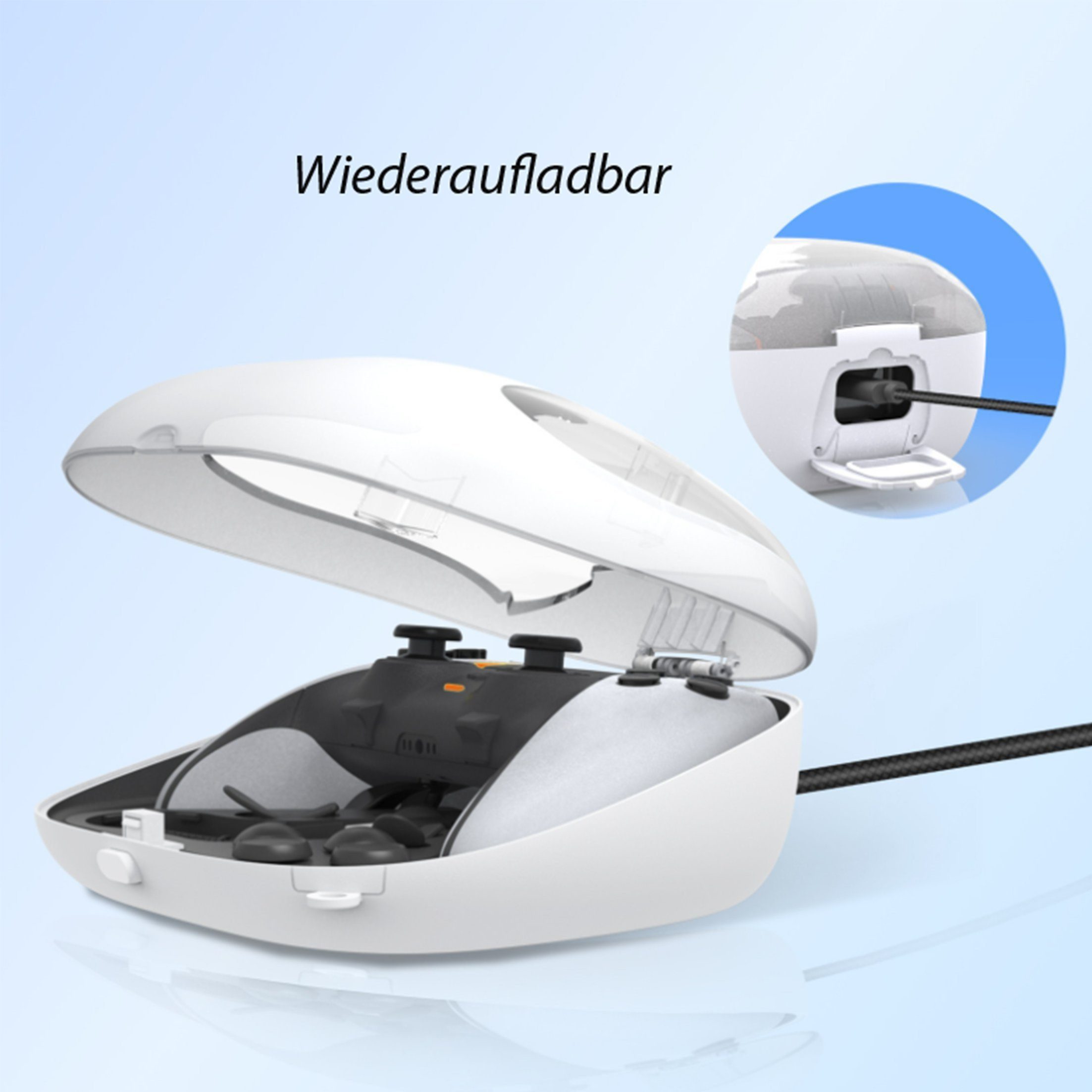 feinlux Controllertasche PS5-Aufbewahrungsbox,wiederaufladbar (Set, 1 x Controller-Aufbewahrungsbox; 1 x Ladekabel; 1 x Umhängeband), Wasserfest und verschleißfest, robust und langlebig