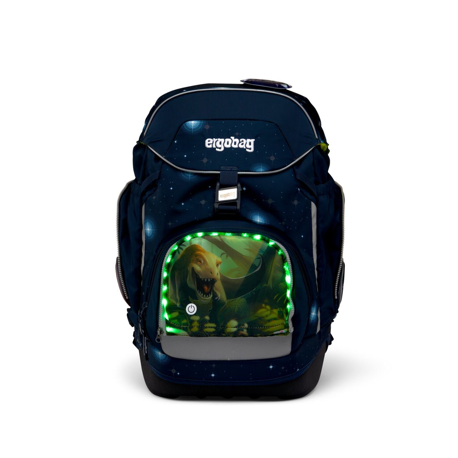 (1 Dinosaurier Zippies Fronttasche ergobag Stück), Sichtbarkeit, LED Schulranzen