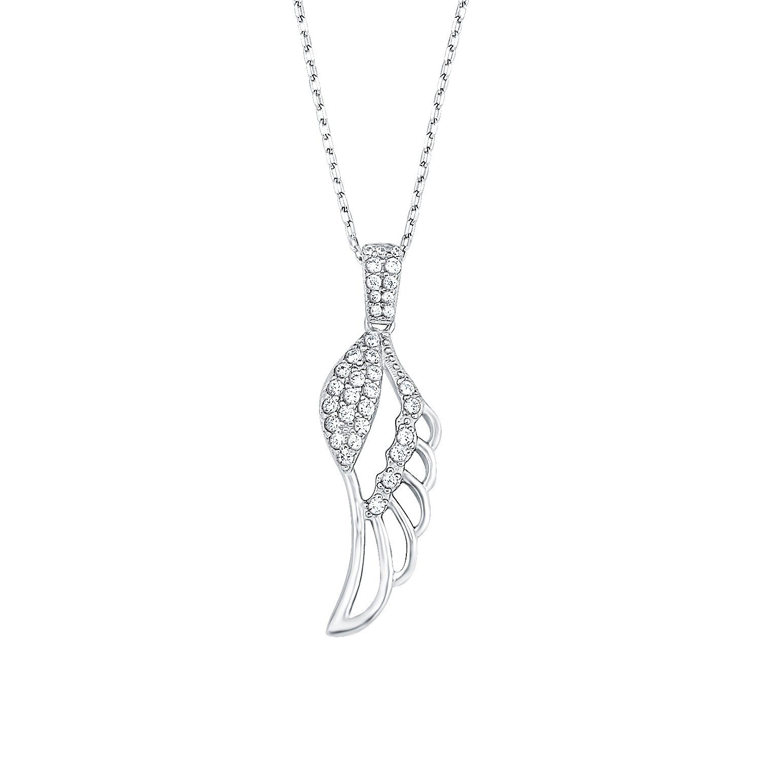 Amor Kette mit Anhänger Damen, (2-tlg., synth., 925 Flügel Sterling mit Anhänger) Silber, Zirkonia Kette für