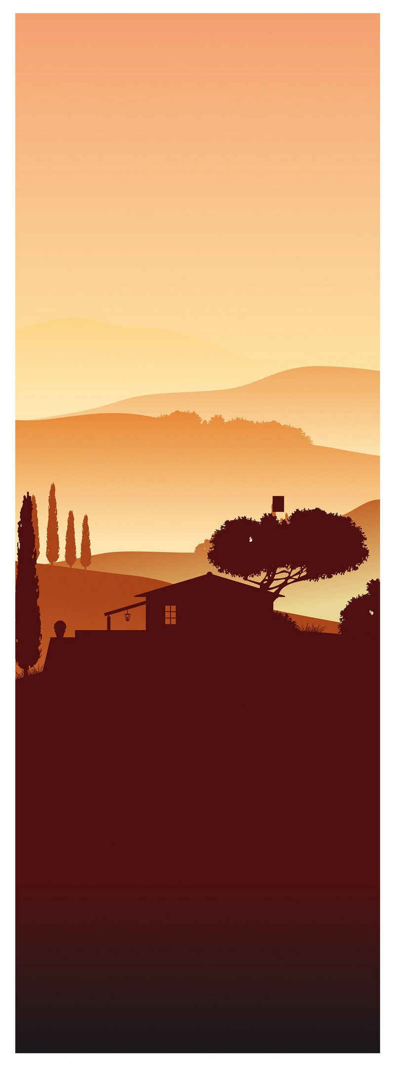 wandmotiv24 Türtapete Italienische Landschaft Natur, glatt, Fototapete, Wandtapete, Motivtapete, matt, selbstklebende Dekorfolie