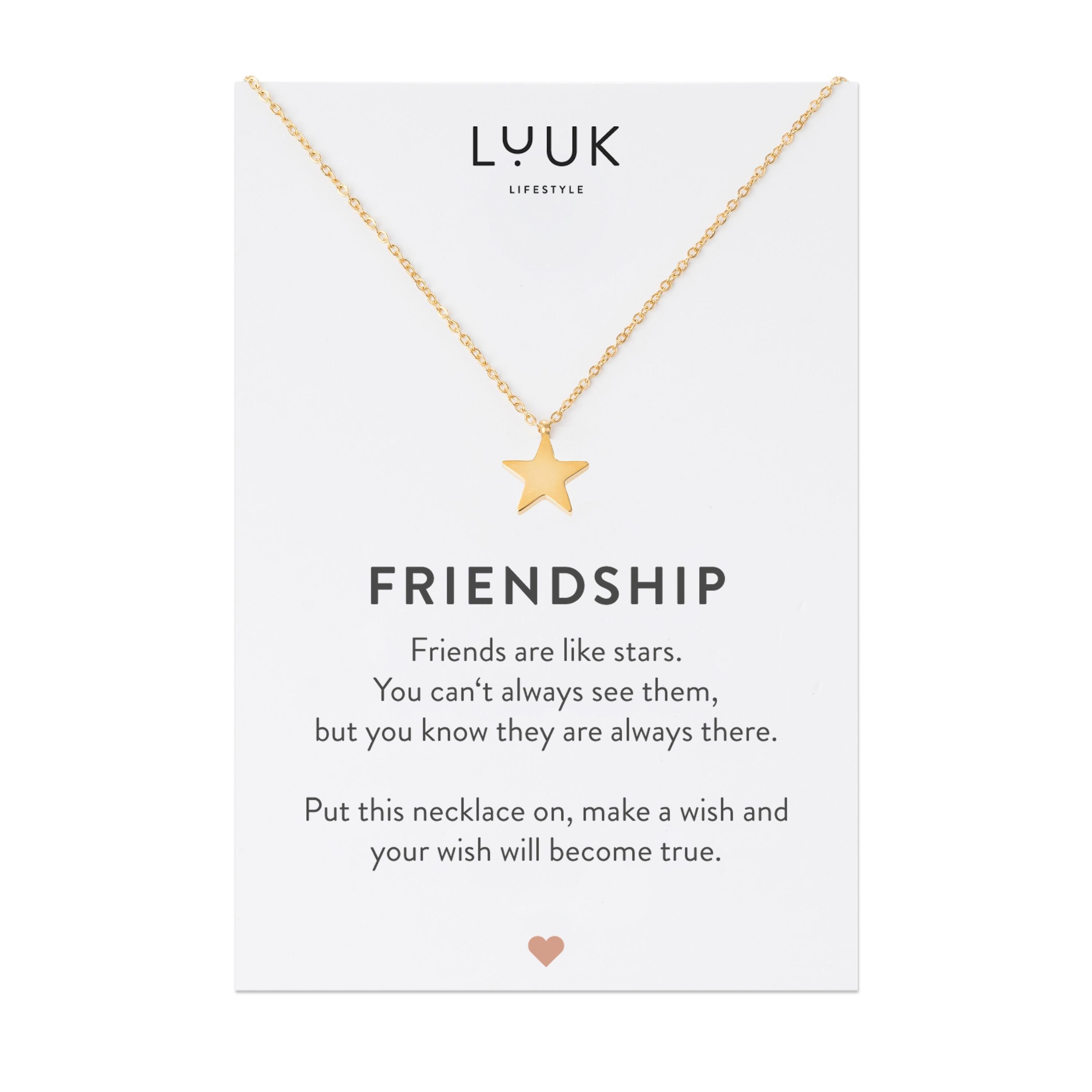 LUUK LIFESTYLE Freundschaftskette Stern, Stern Anhänger und Freundschaftskarte