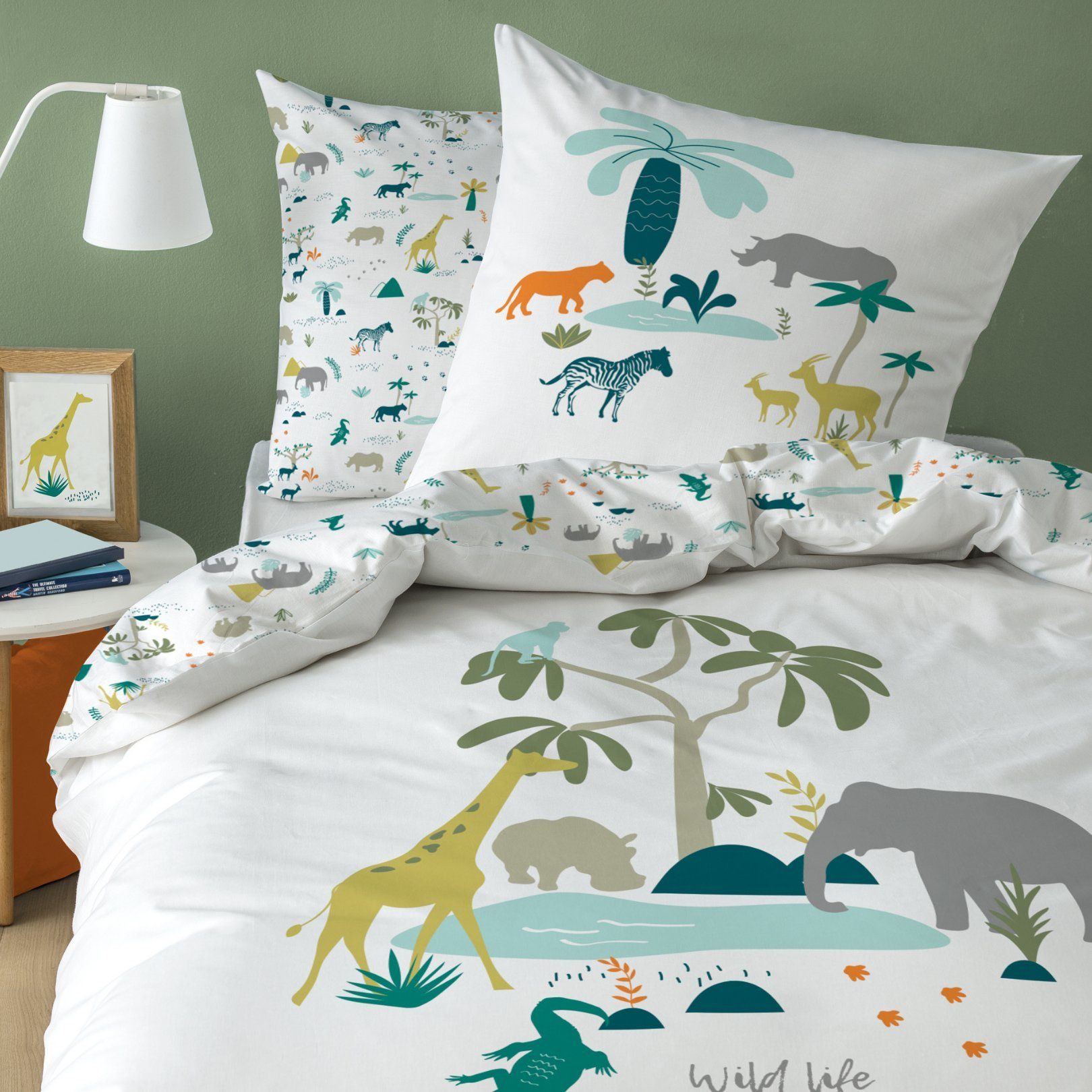 MTOnlinehandel Bettwäsche Safari 135x200 + 80x80 cm 2 tgl., 100 % Baumwolle günstig online kaufen