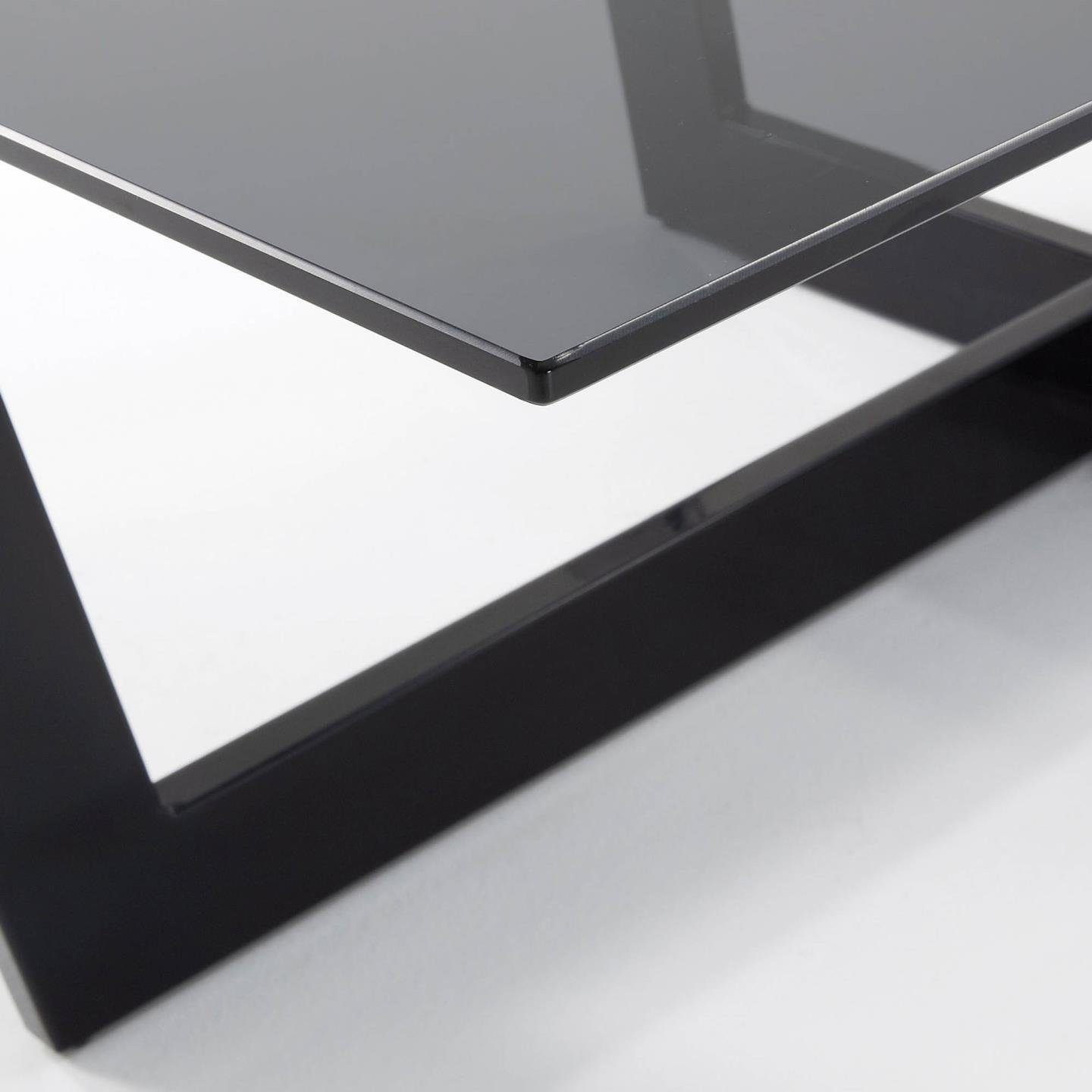 Natur24 Beistelltisch Stahlstruktur schwarz Glas Tisch Couchtisch Plam 120x70cm