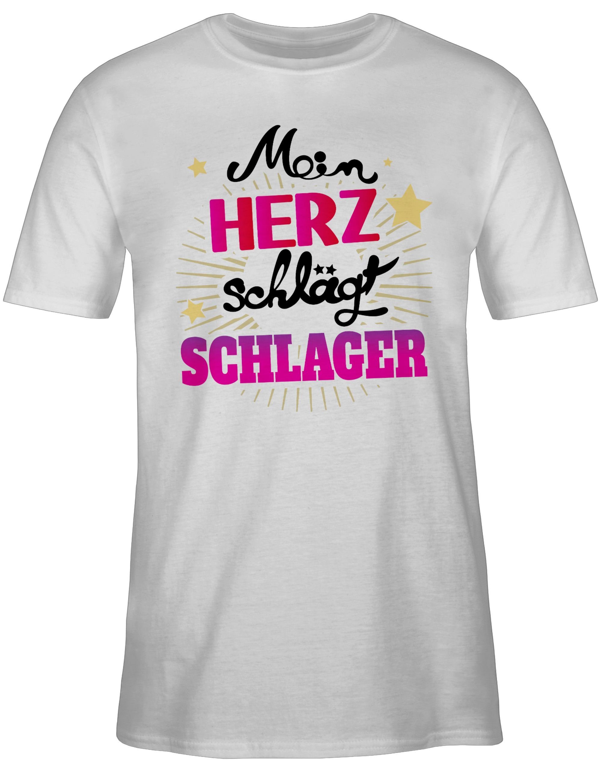 Mein T-Shirt Shirtracer Outfit Schlager Schlager Outfit Schlagerparty Weiß schlägt Party Herz 1