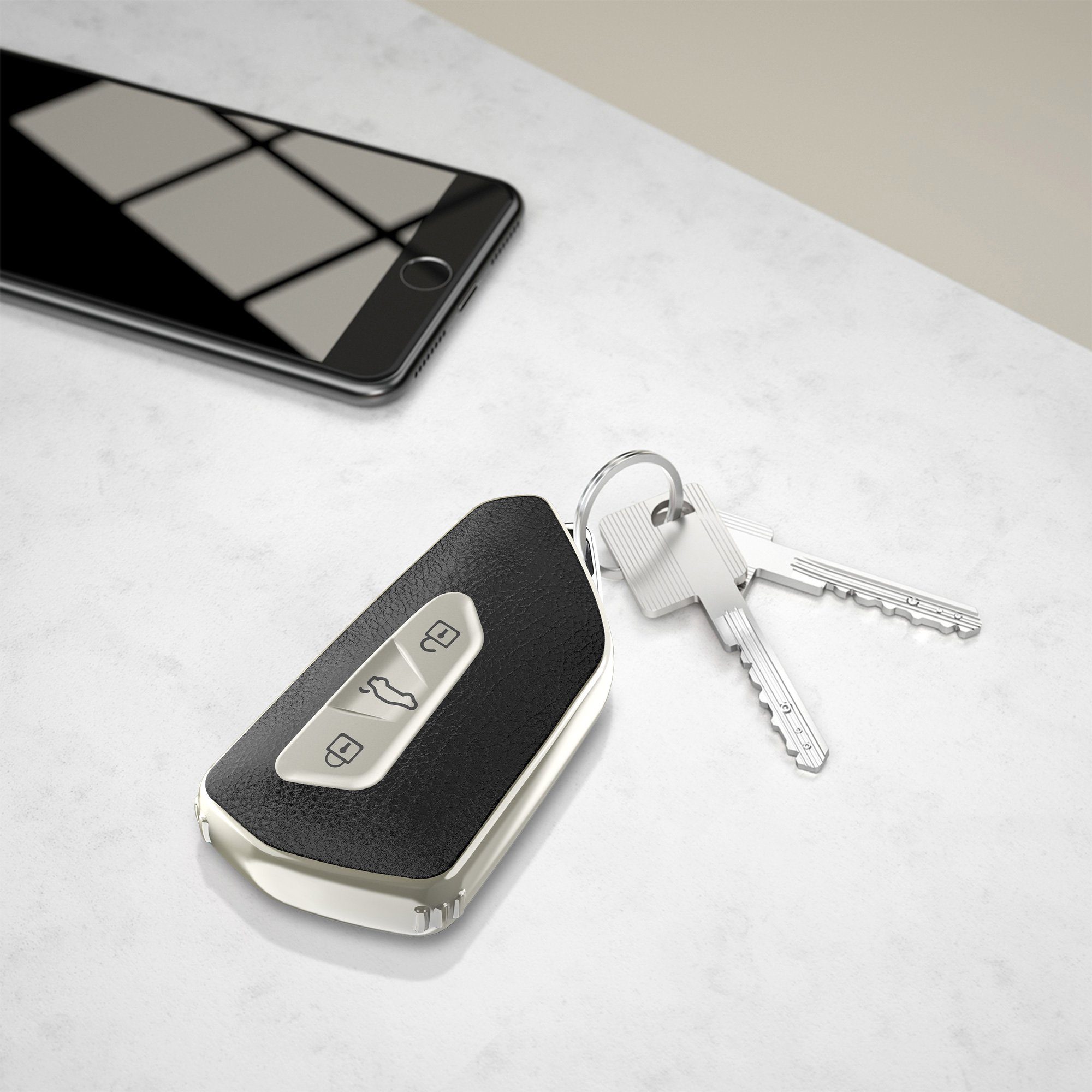 kwmobile Schlüsseltasche für 8, Silber-Schwarz Golf Cover VW Golf VW Schlüsselhülle TPU Autoschlüssel Hülle Schutzhülle 8 für
