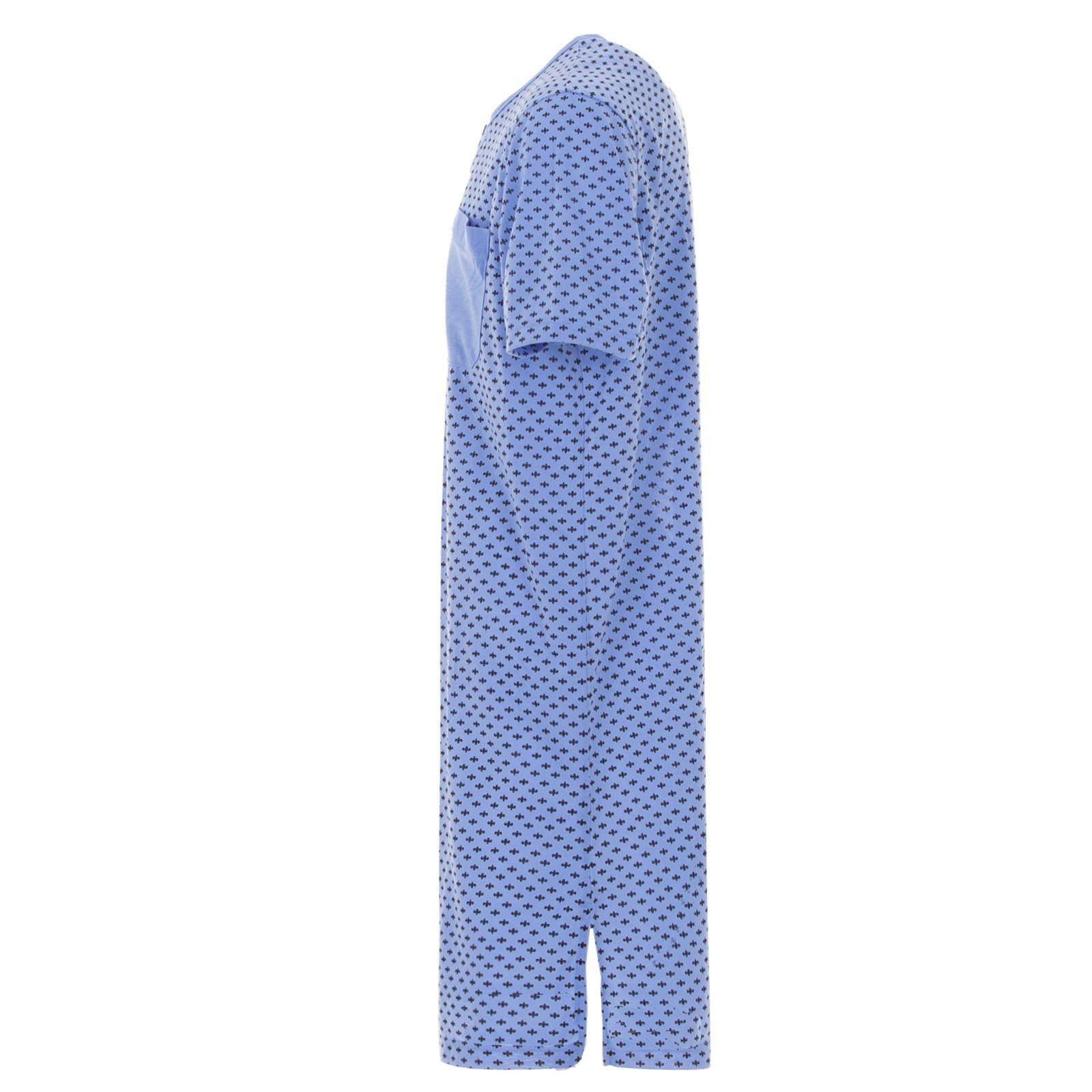 Kurzarm Lucky uni klassischer Druck - Brusttasche Nachthemd Nachthemd blau