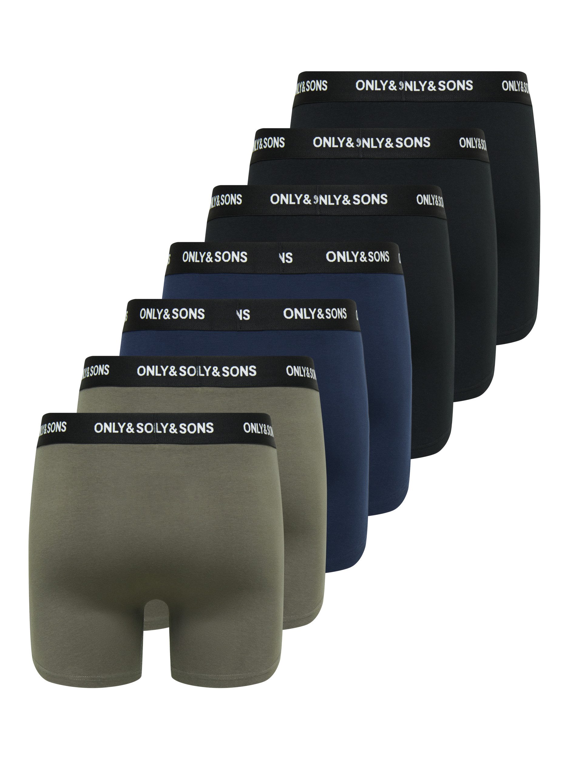 ONLY & SONS Trunk ONSFITZ SOLID BLACK BOXER 7-PACK NOOS (Packung, 7-St) Baumwollmischung, 7-er Pack