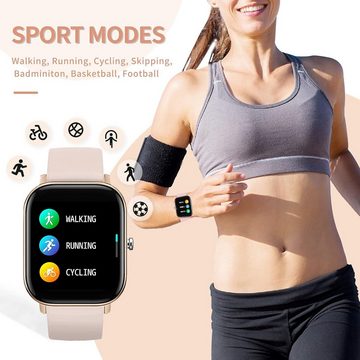 findtime Blutdruckmessung Smartwatch (1,04 Zoll, Android, iOS), Personalisiertem Bildschirm Sportuhr Musik Kamera Puls Schrittzähler