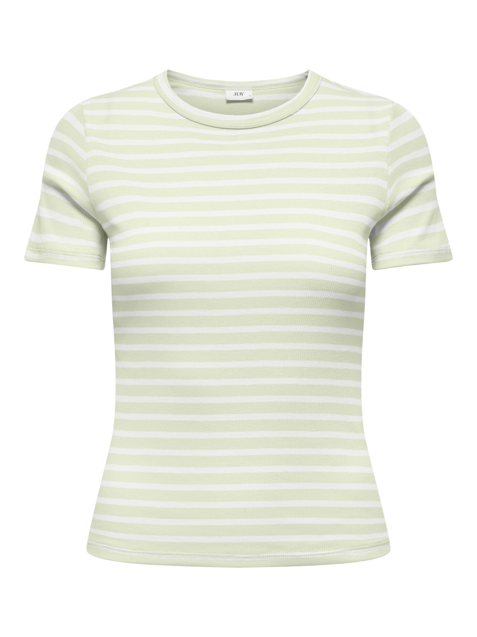 JDY T-Shirt JDYLUCKY SS O NECK STRIPE TOP JRS D, Meadow Mist/CLOUD DANCER