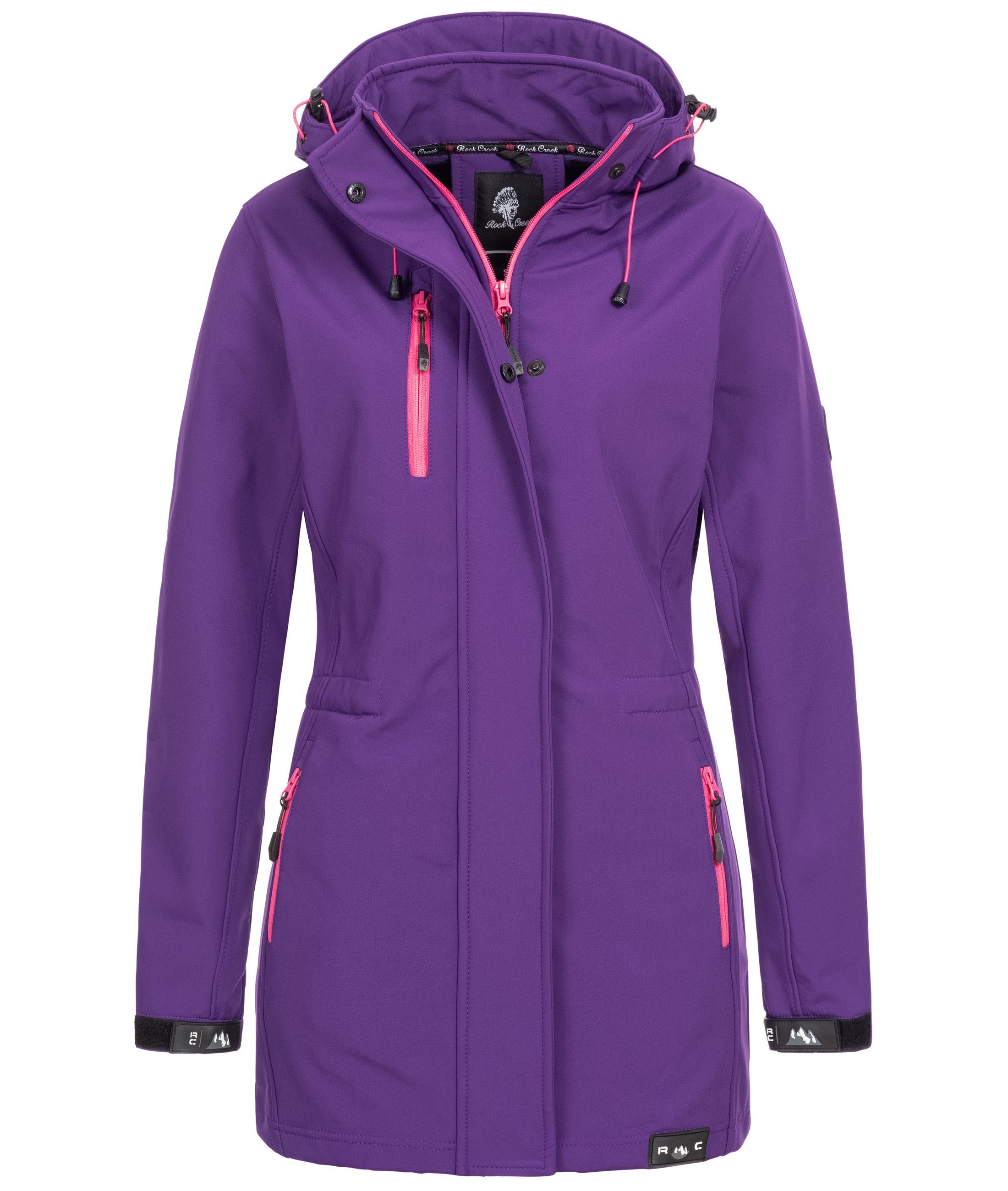 Rock Creek Softshelljacke Damen Softshellmantel Wanderjacke Violett D-423