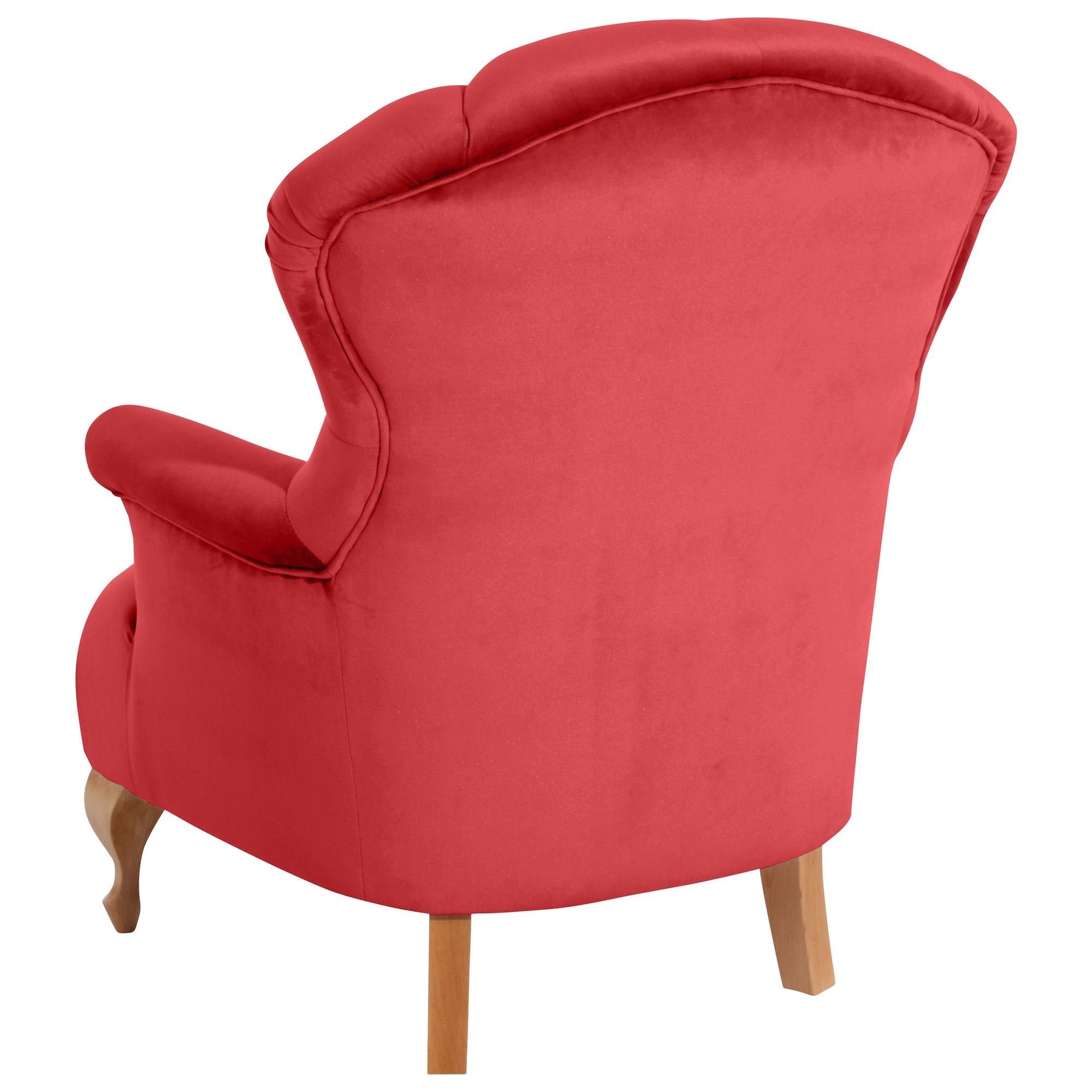 Sitz hochwertig Kessel (Sparpreis 58 / Buche Bezug Sessel verarbeitet,bequemer Kalinka 1-St), aufm rot Versand, Samtvelours natur inkl. 21410 Kostenlosem Sessel