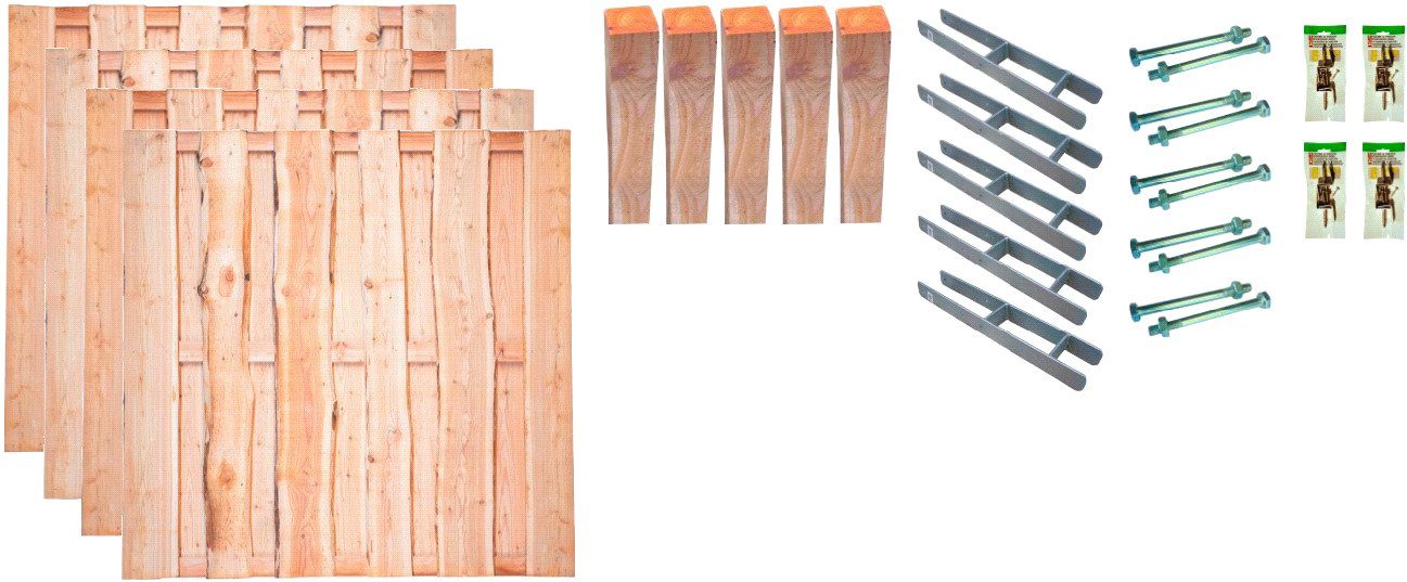 Tetzner & Jentzsch Bohlenzaun Lincoln 2, (Set), 4 Elemente, LxH: 765x180 cm